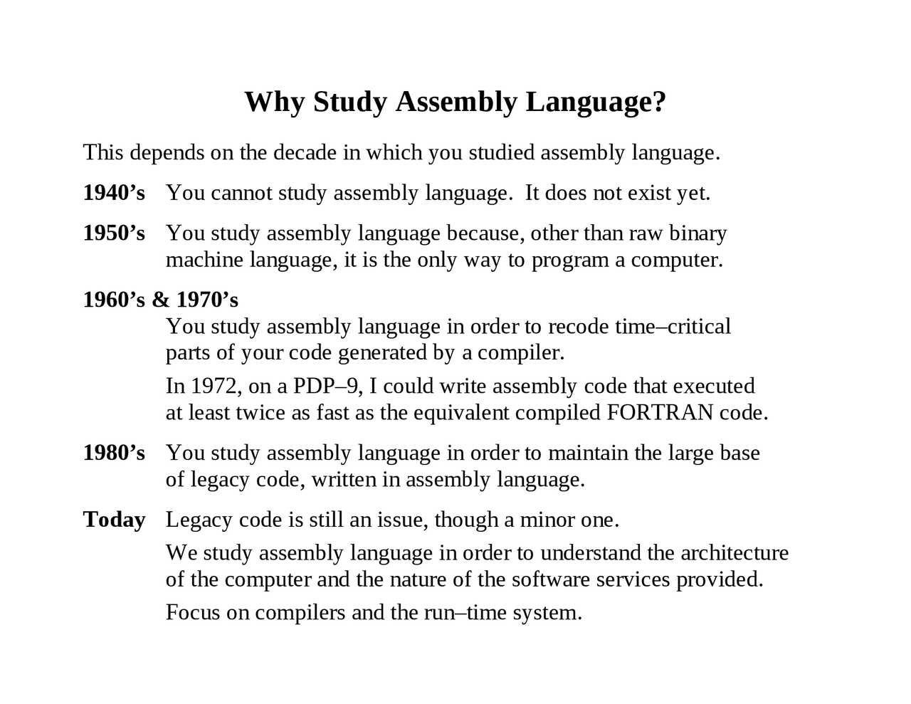 Why Study Assembly Language - Assembly Languages Programming 1 | CPSC ...
