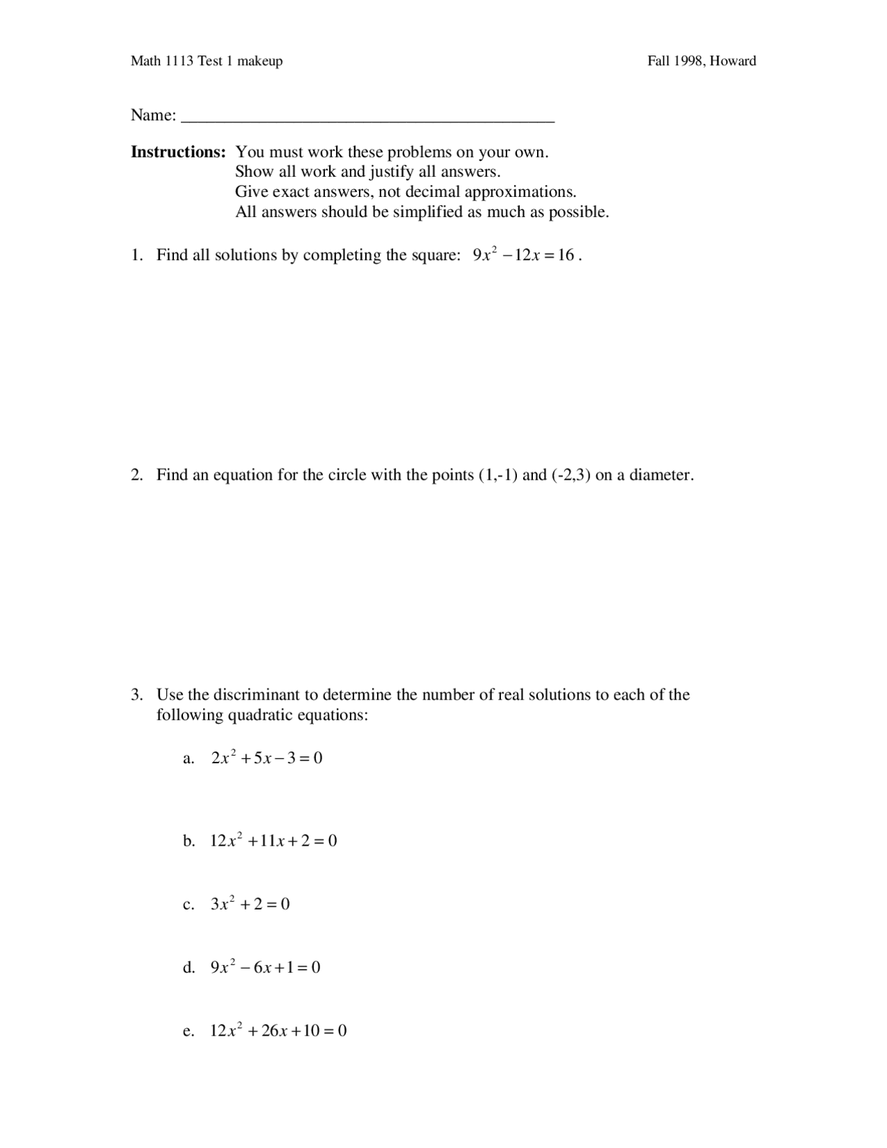 Pre Calculus Math 1113 Module 1 Problem Examples 5 Questions on Pre-Calculus - Exam 1 | MATH 1113 - Docsity