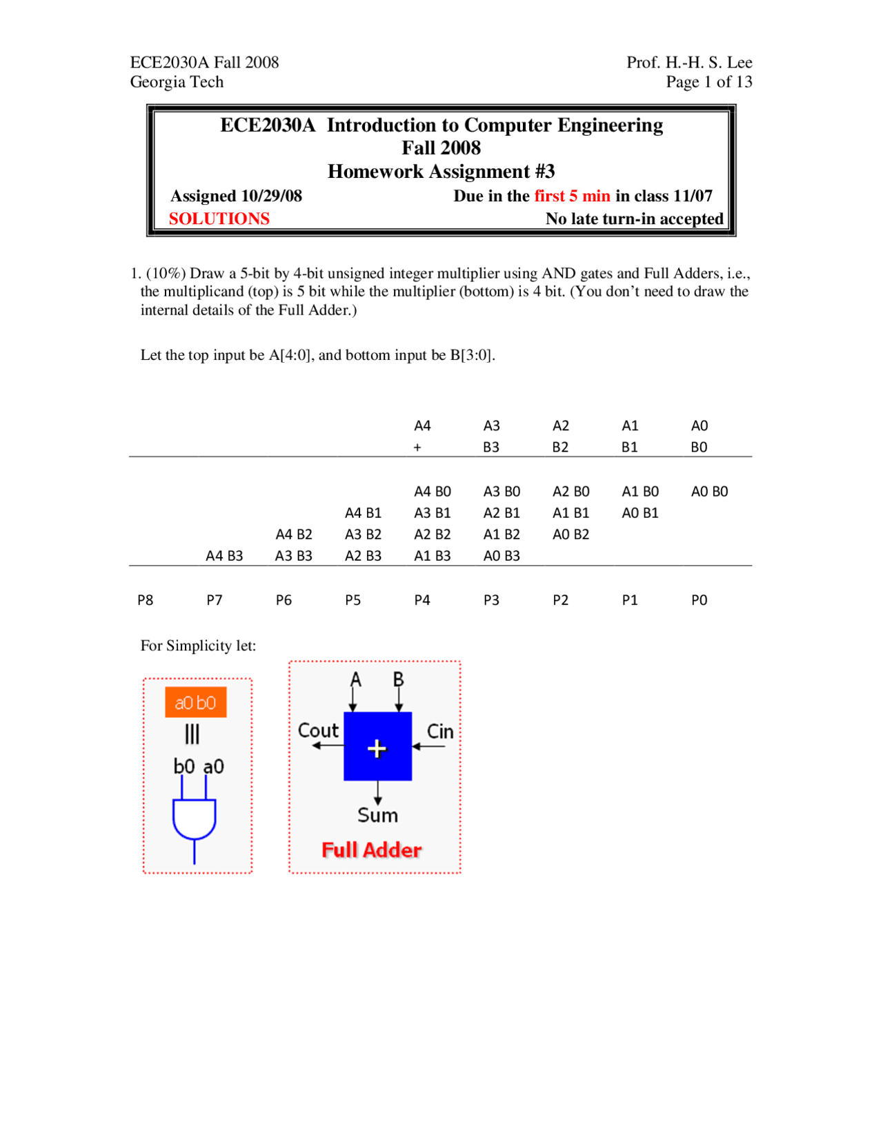 An Introduction to the Computer Engineering - Homework 3 | ECE 2030 ...