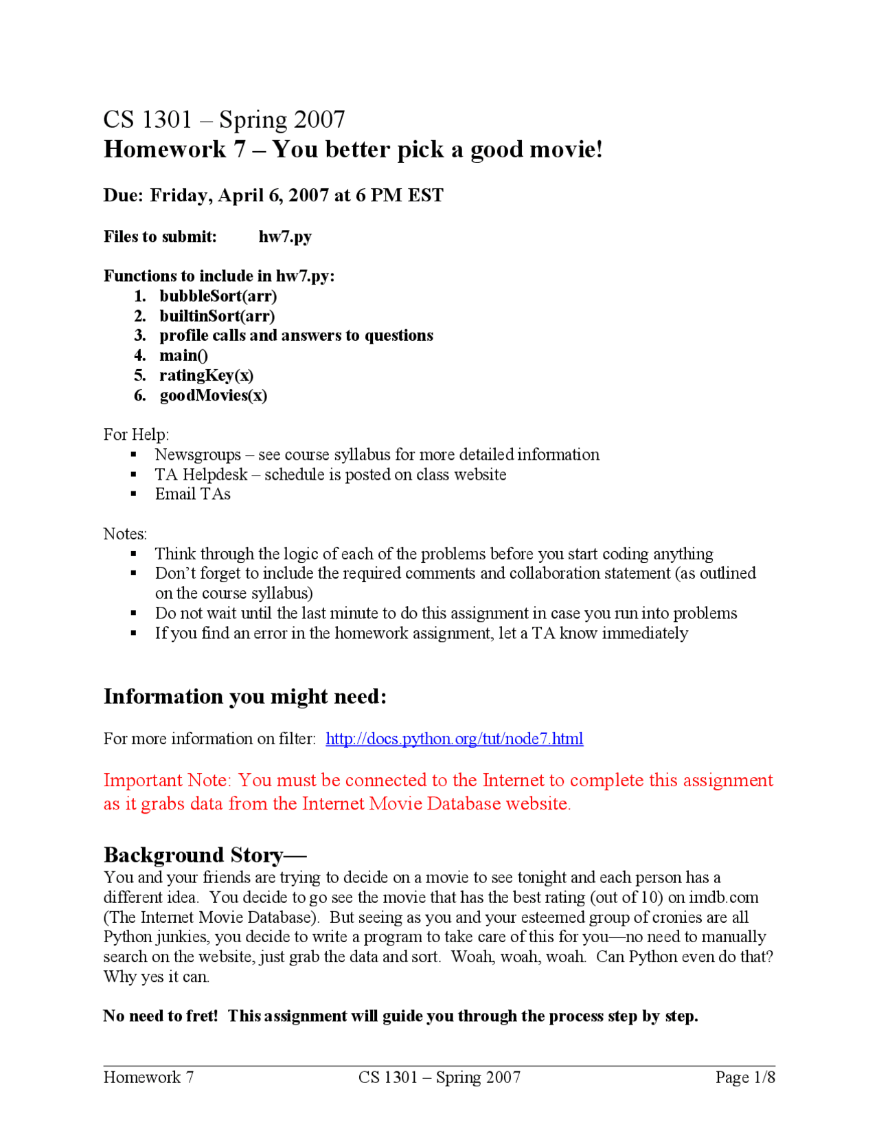 Introduction to Computing - You better pick a good movie | CS 1301 ...