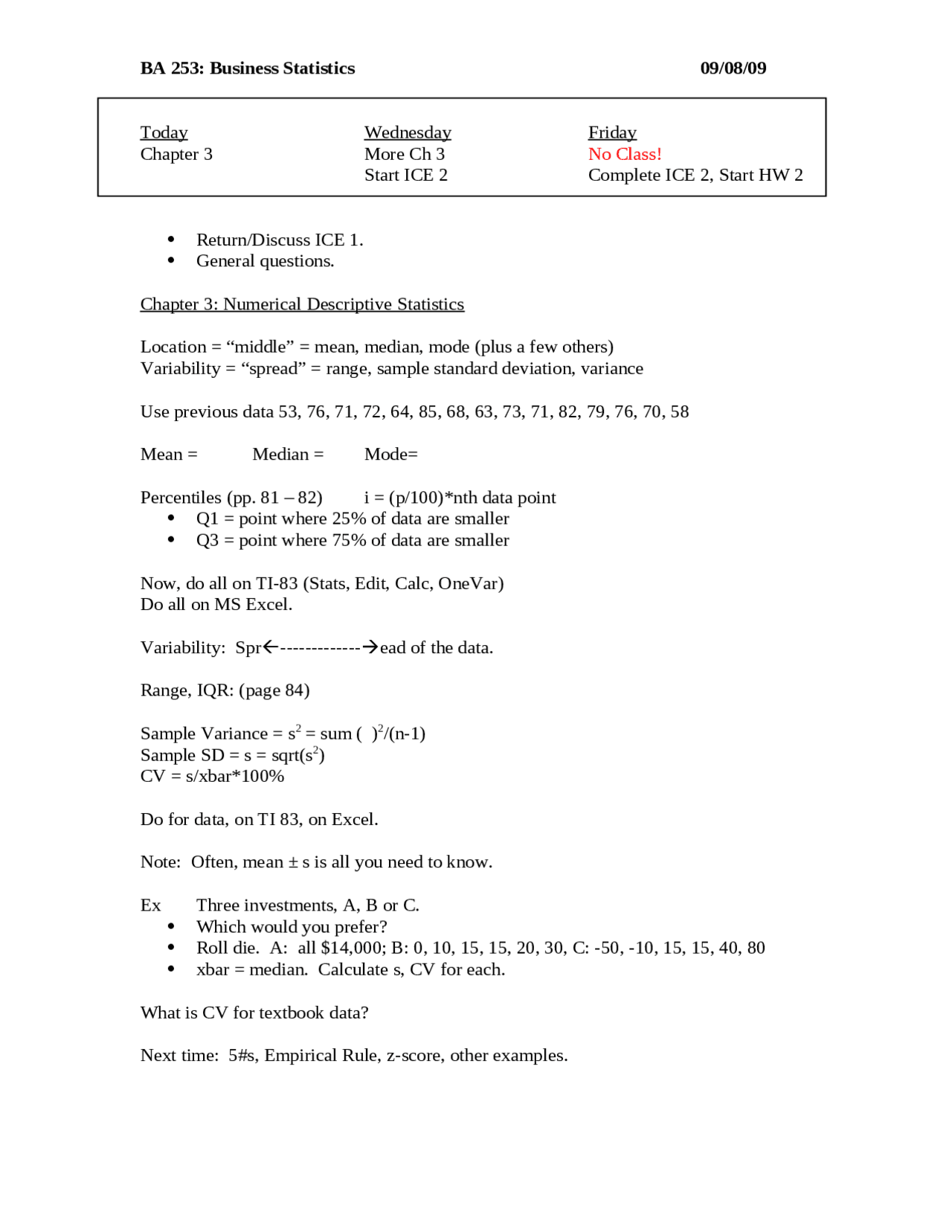 Business Statistics Example Problems Practice Questions for Assignment 2 - Business Statistics | BA 253 ...
