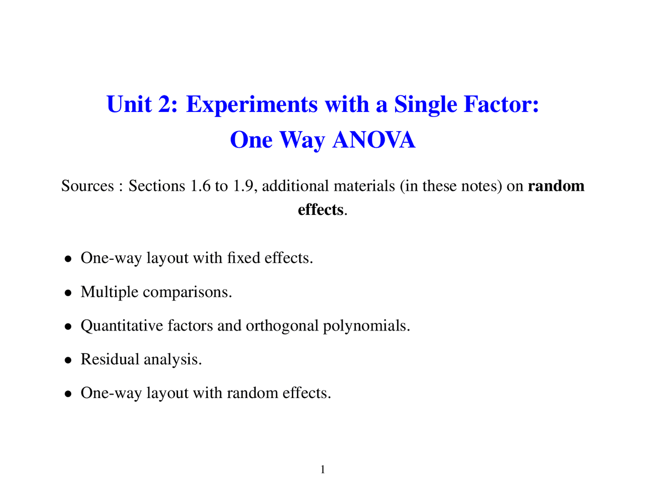 Experiment with Single Factor - One Way ANOVA | ISYE 6413 - Docsity
