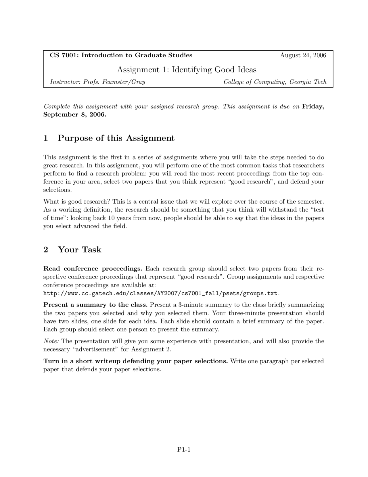 Solved Problems on Identifying Good Ideas - Assignment 1 | CS 7001 ...