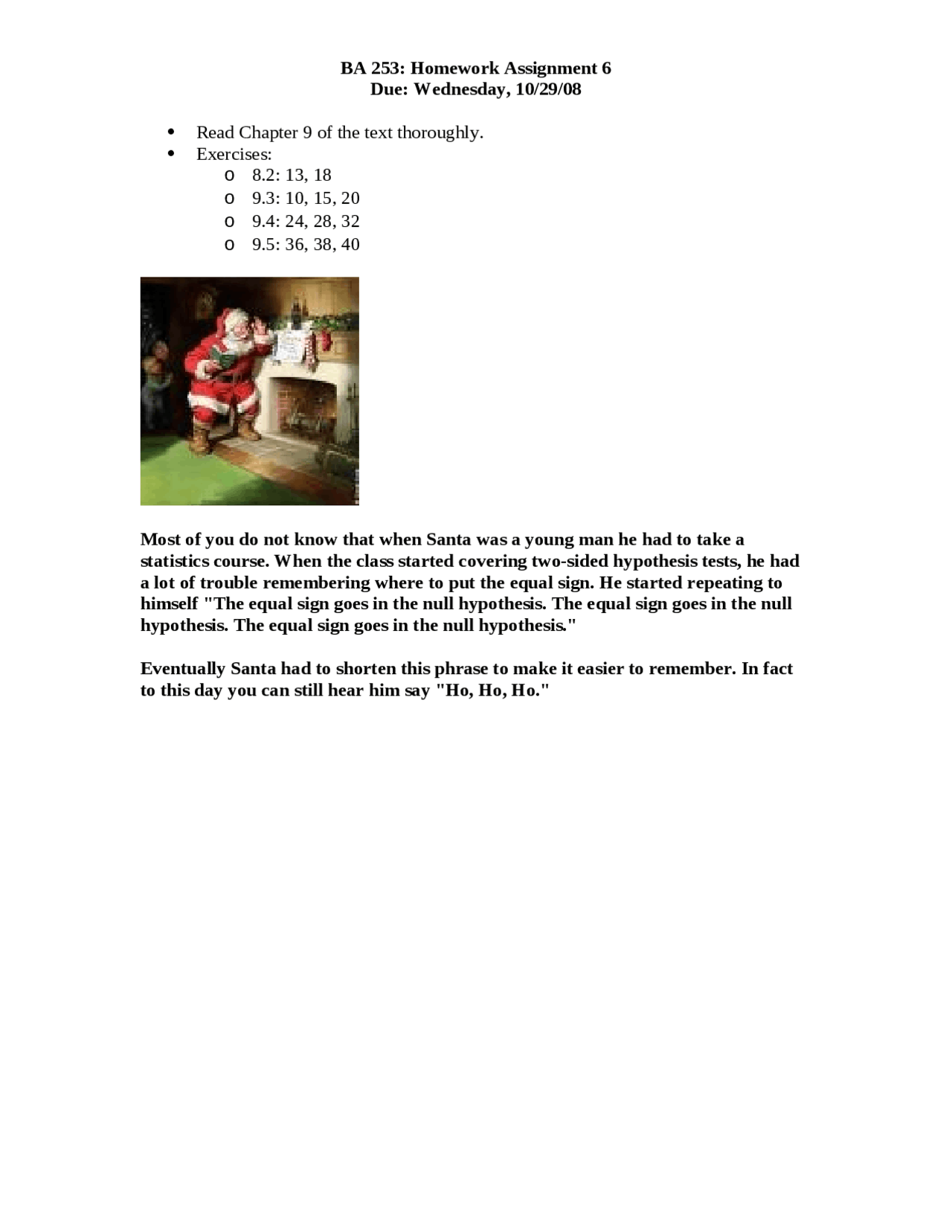 Business Statistics - Homework Assignment 7 | BA 253 - Docsity