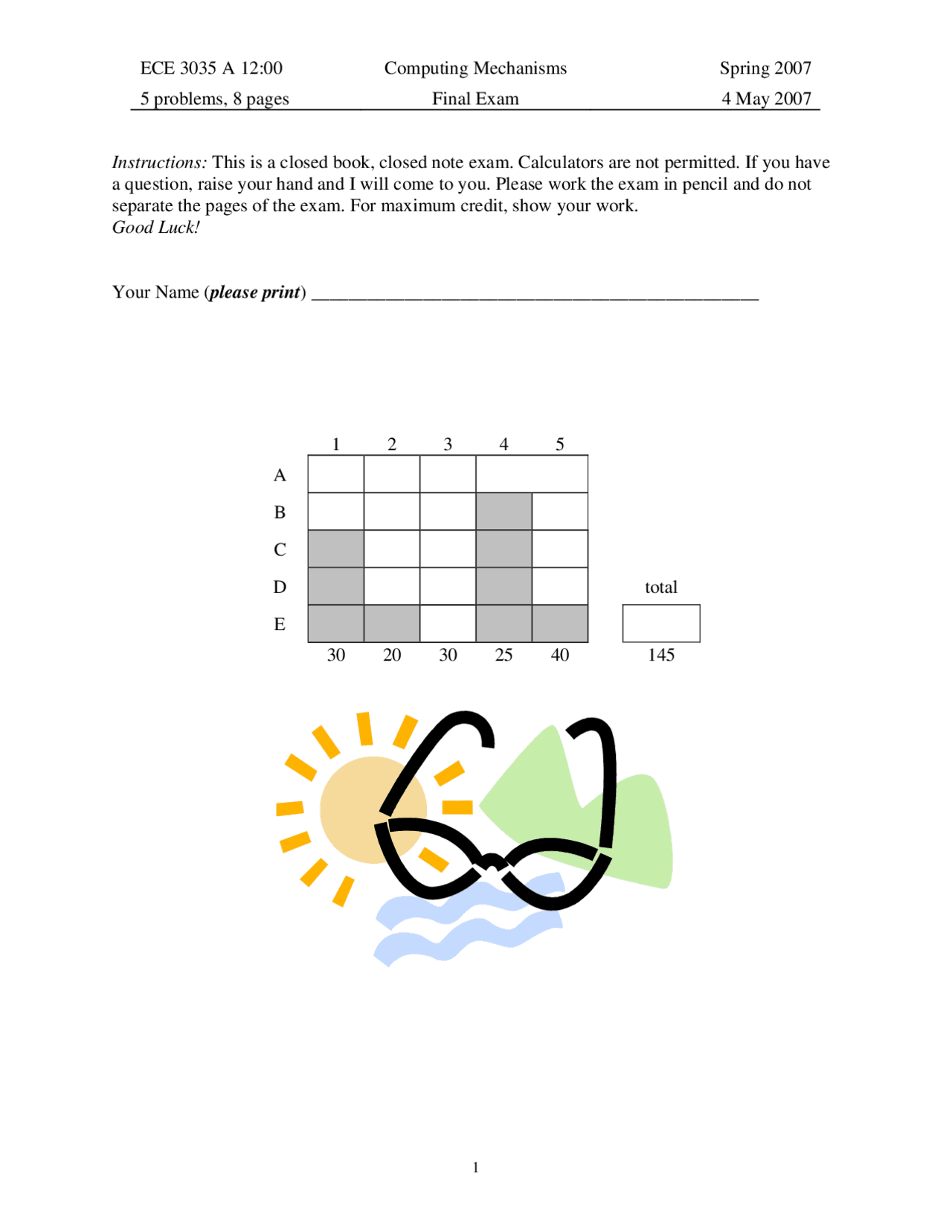 Final Exam Review - Computing Mechanisms | ECE 3035 - Docsity