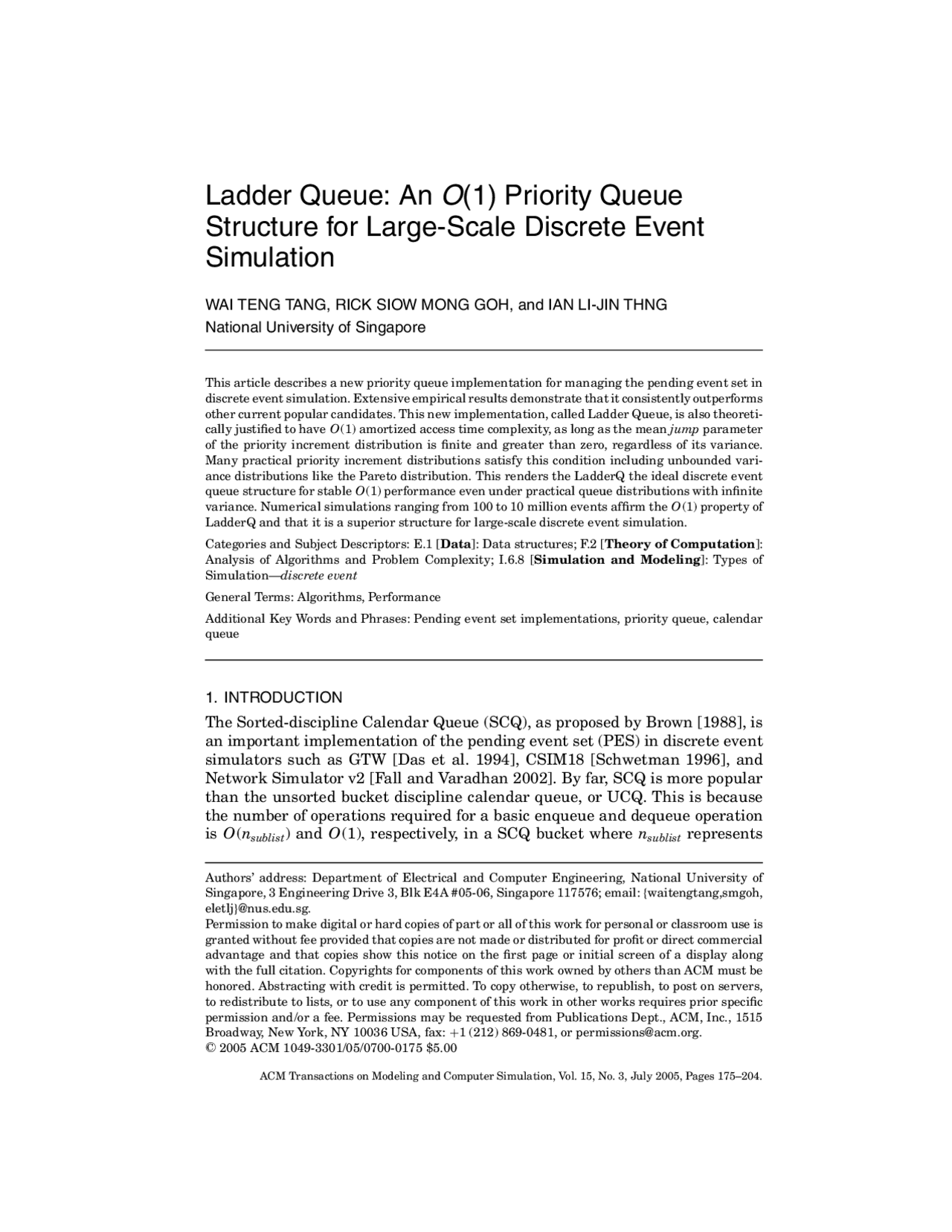 Researchgate Queue Priority Queue Structure for Large Scale Discrete Event Simulation | CS ...
