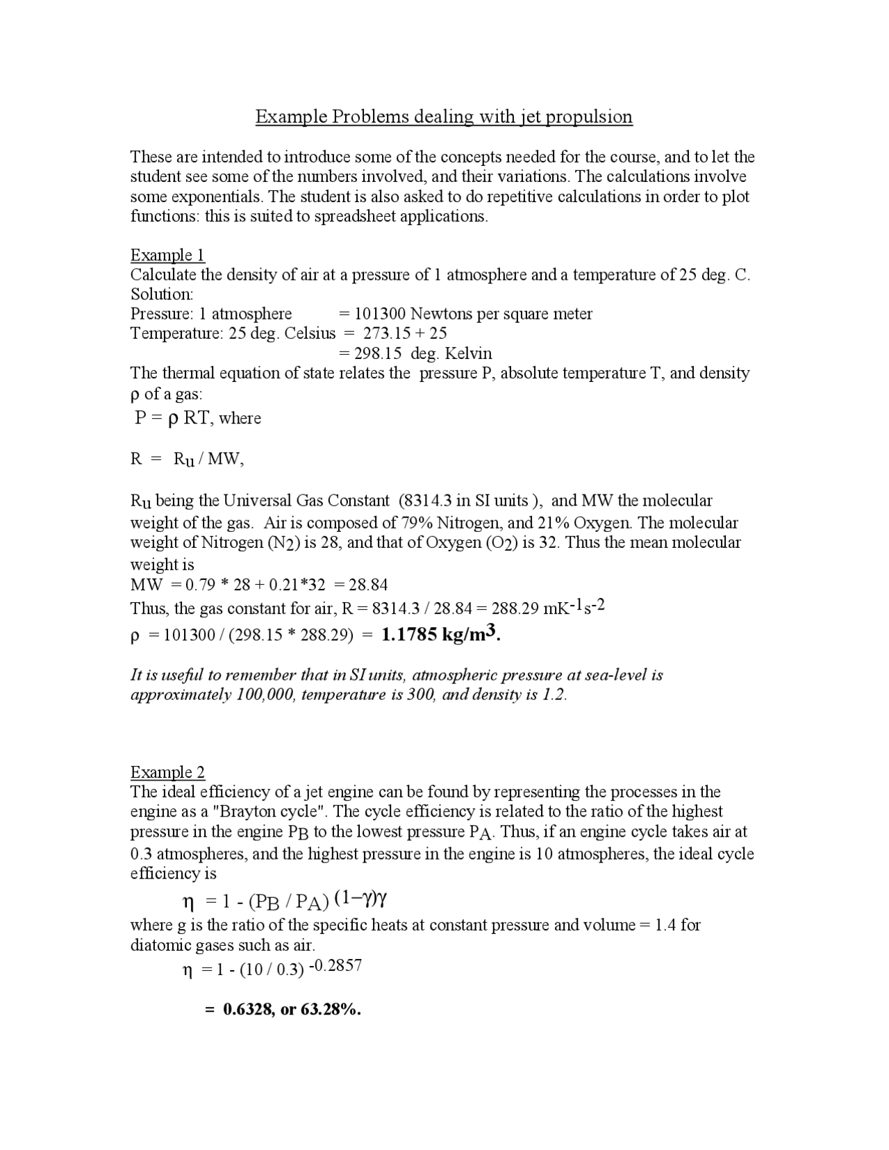 Example Problems Dealing with Jet Propulsion - Lecture Notes | AE 4451 ...
