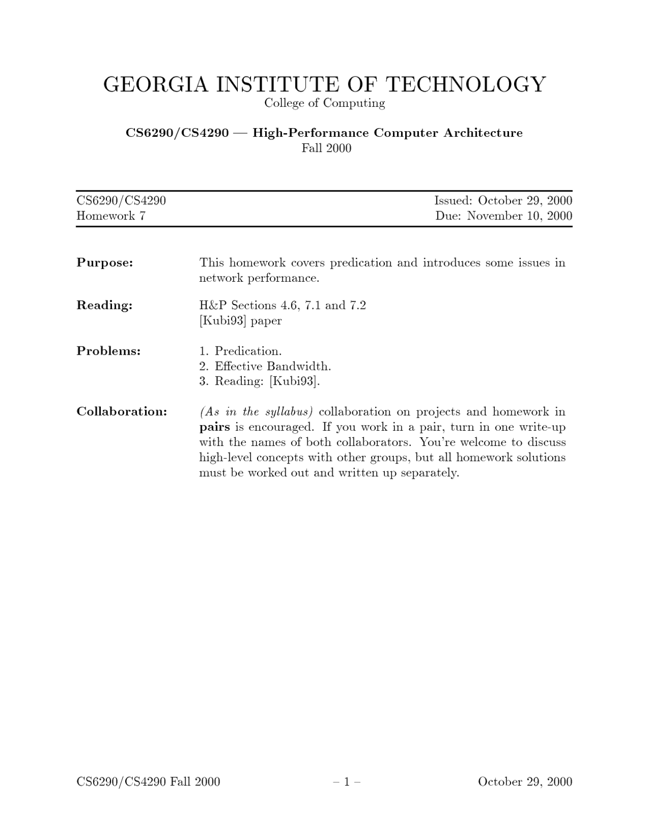 Homework 7 - High Performance Computer Architecture | CS 6290 - Docsity