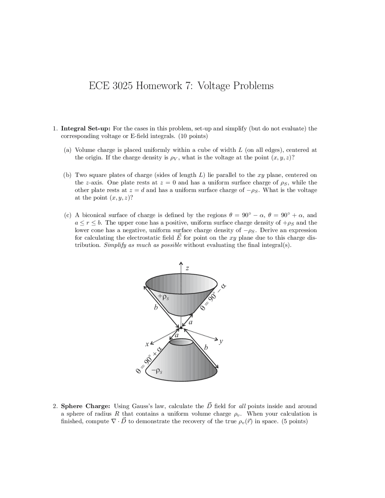 Voltage Problems Homework 7 Electromagnetics Ece 3025 Docsity
