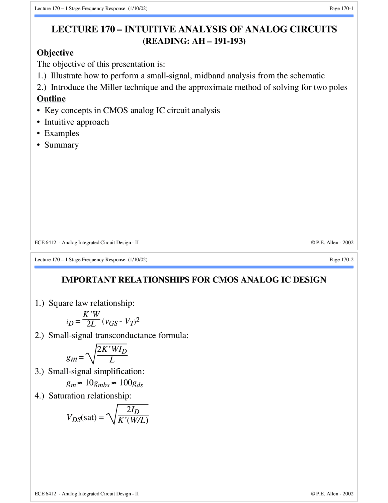 Intuitive Analysis of Analog Circuits - Analog Integrated Circuit ...