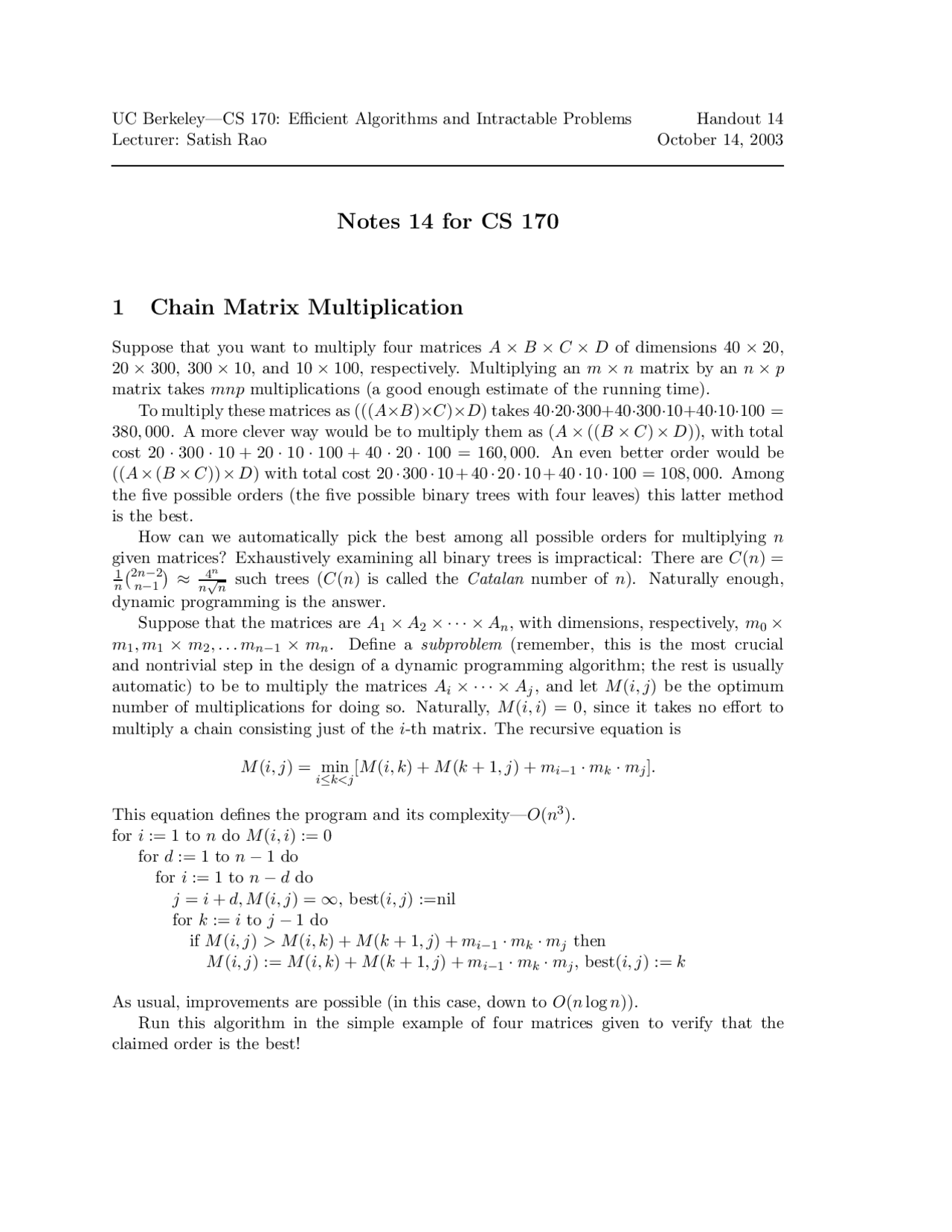 Dynamic Programming: Solving Problems with Matrix Multiplication and ...