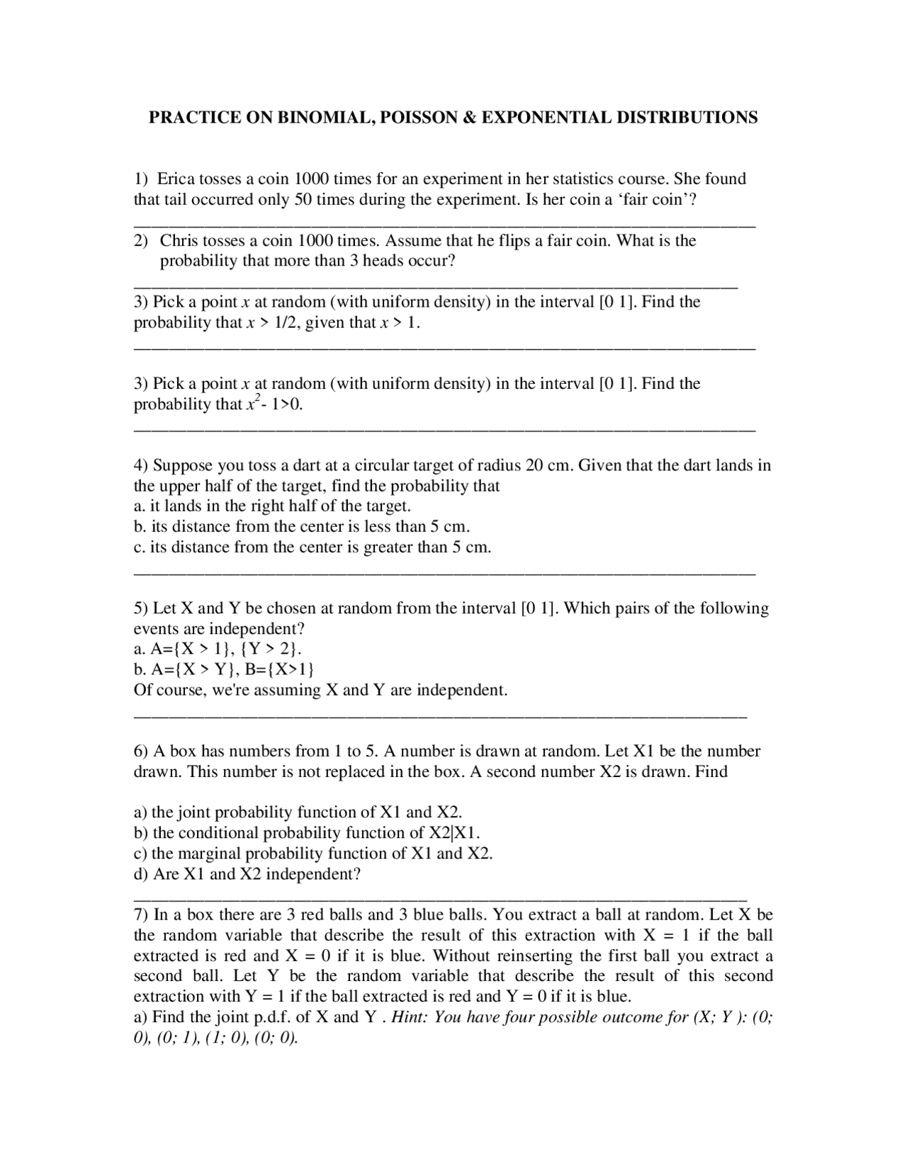 Exponential Distribution Question Practice Practice on Binomial, Poisson and Exponential Distributions | CEE 3770 ...