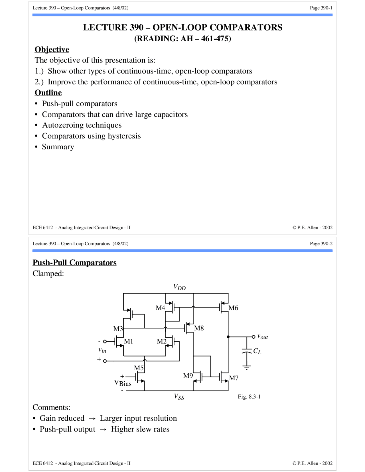 Notes on Open Loop Comparators - Analog Integrated Circuit Design | ECE ...