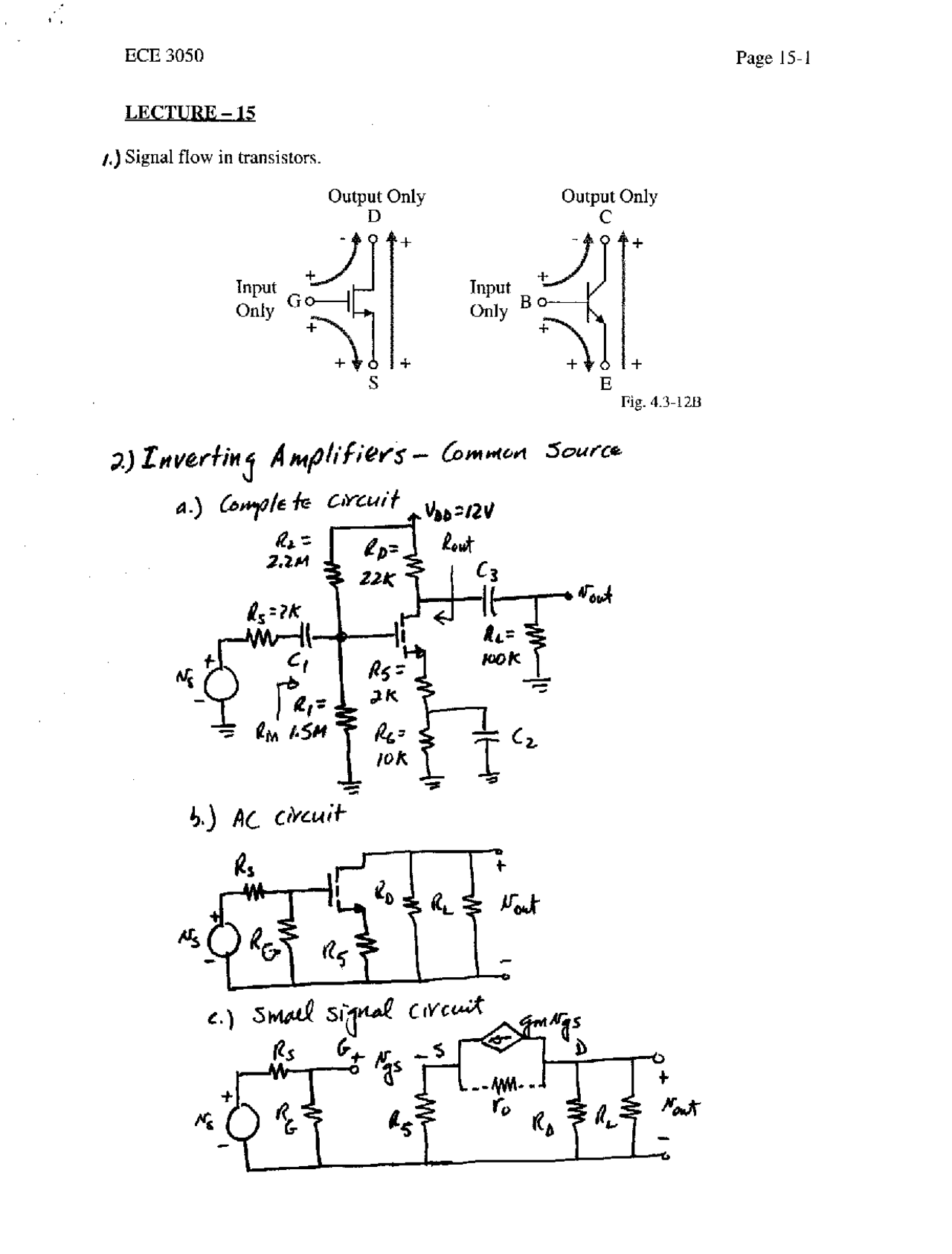 Signal Flow in Transistors, Inverting Amplifier - Common Source | ECE ...