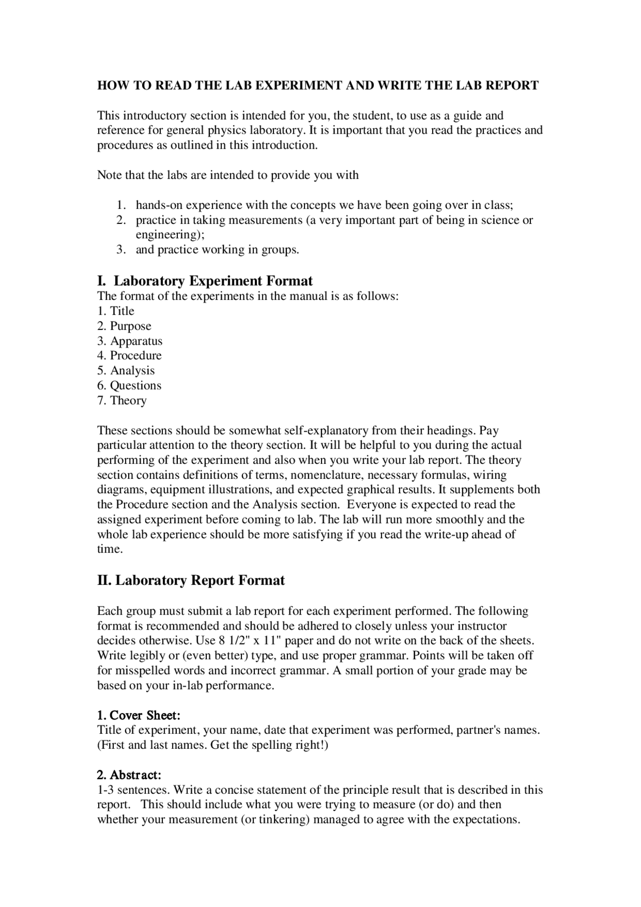Experiment Discussion Example HOW TO READ THE LAB EXPERIMENT AND WRITE THE LAB REPORT - Docsity