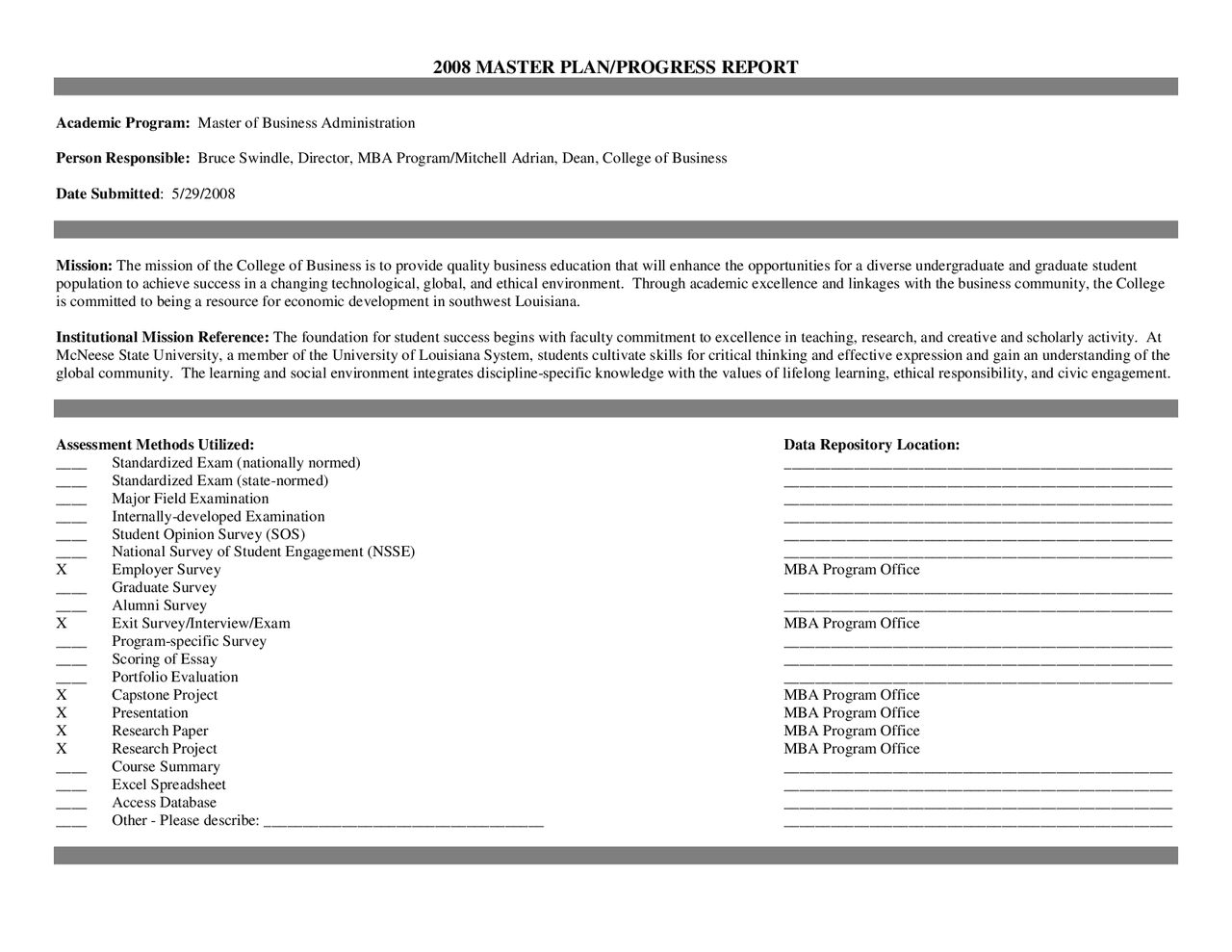 Mba Client Report Example MBA Program Assessment Report: Ethics, Global Markets, and ...
