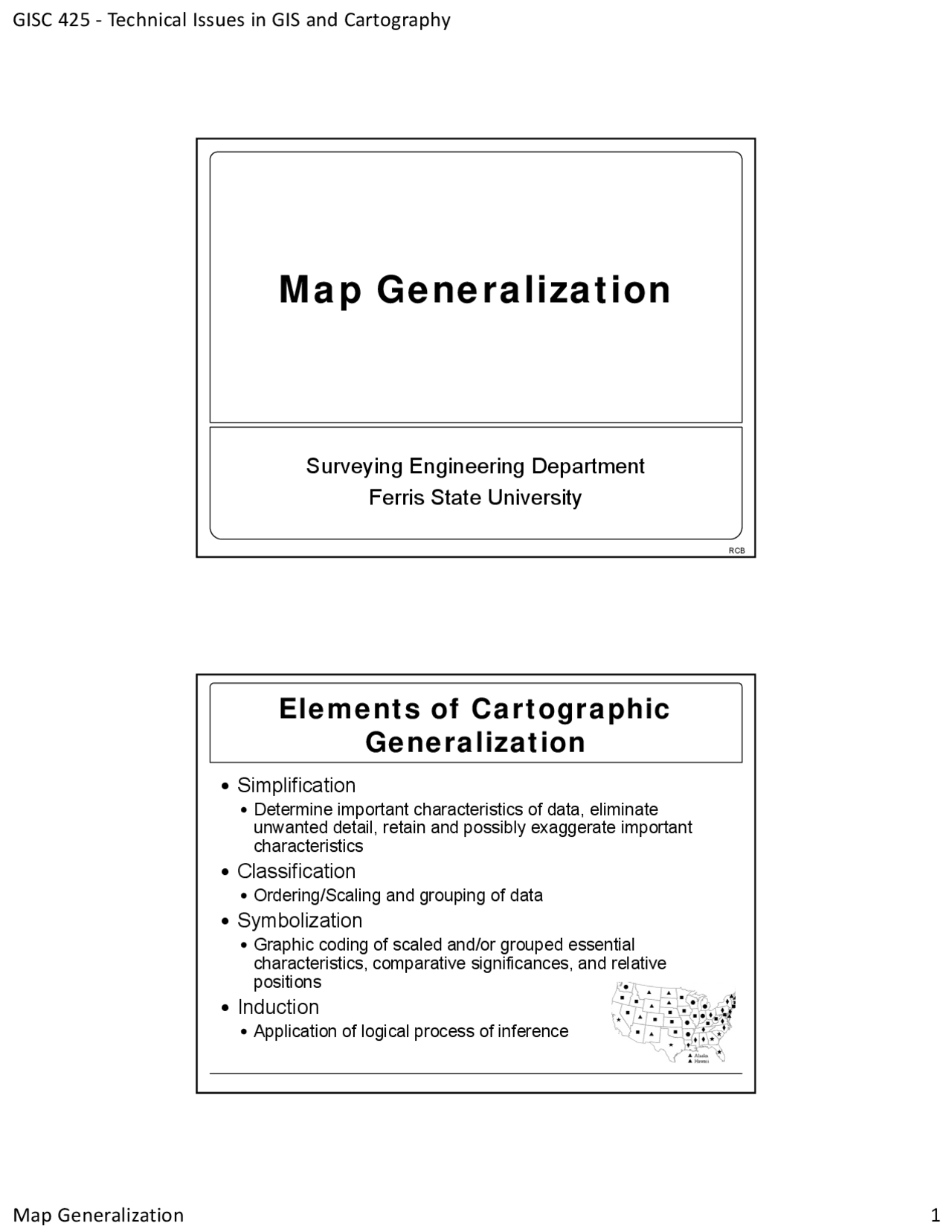 Map Generalization Lecture Slides GISC 425 Study notes Geography