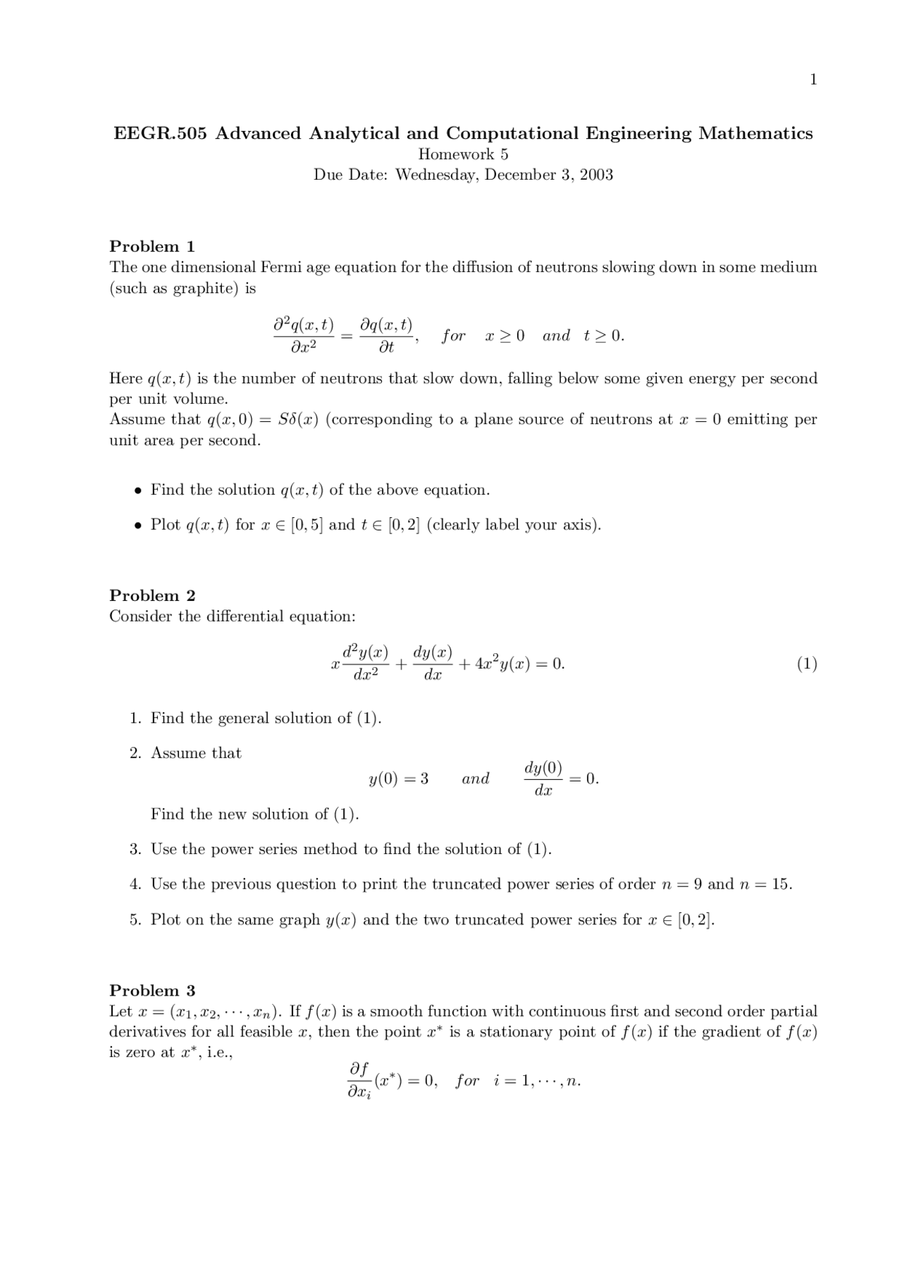 Problems on Advanced Engineering Mathematics/Computer Method | EEGR 505 ...
