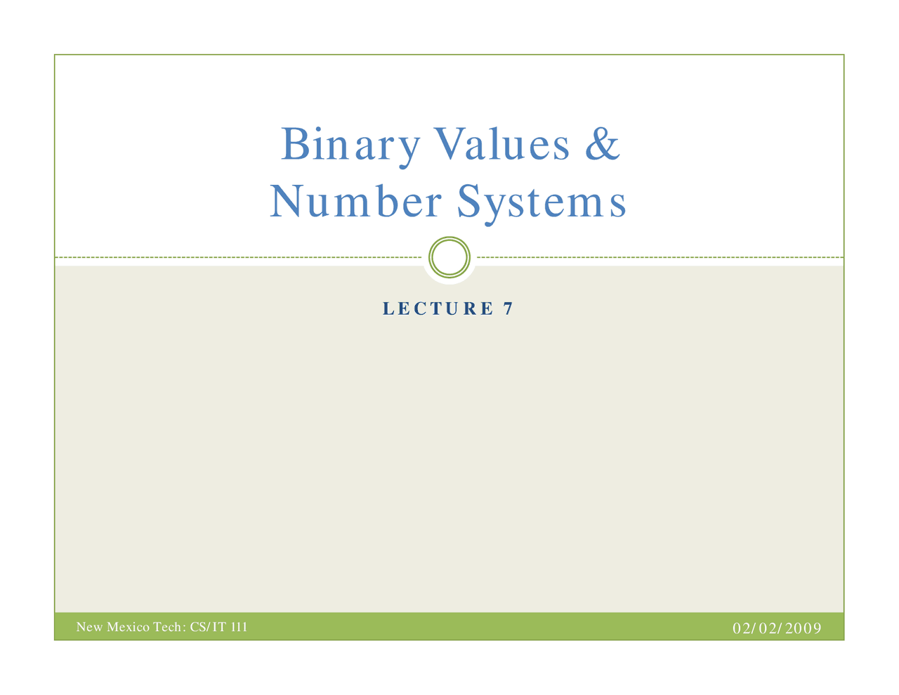 Notes on Binary Values and Number Systems | IT 111 - Docsity