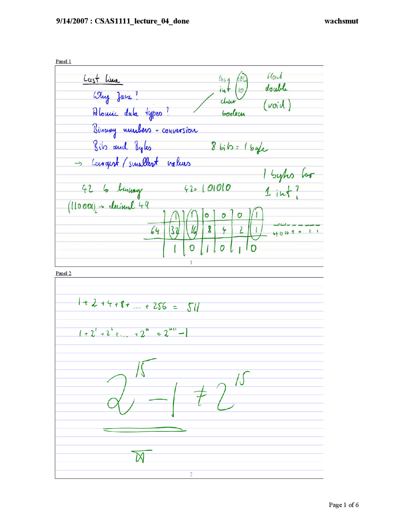 Atomic Data Types Class Notes CSAS 1111 Docsity