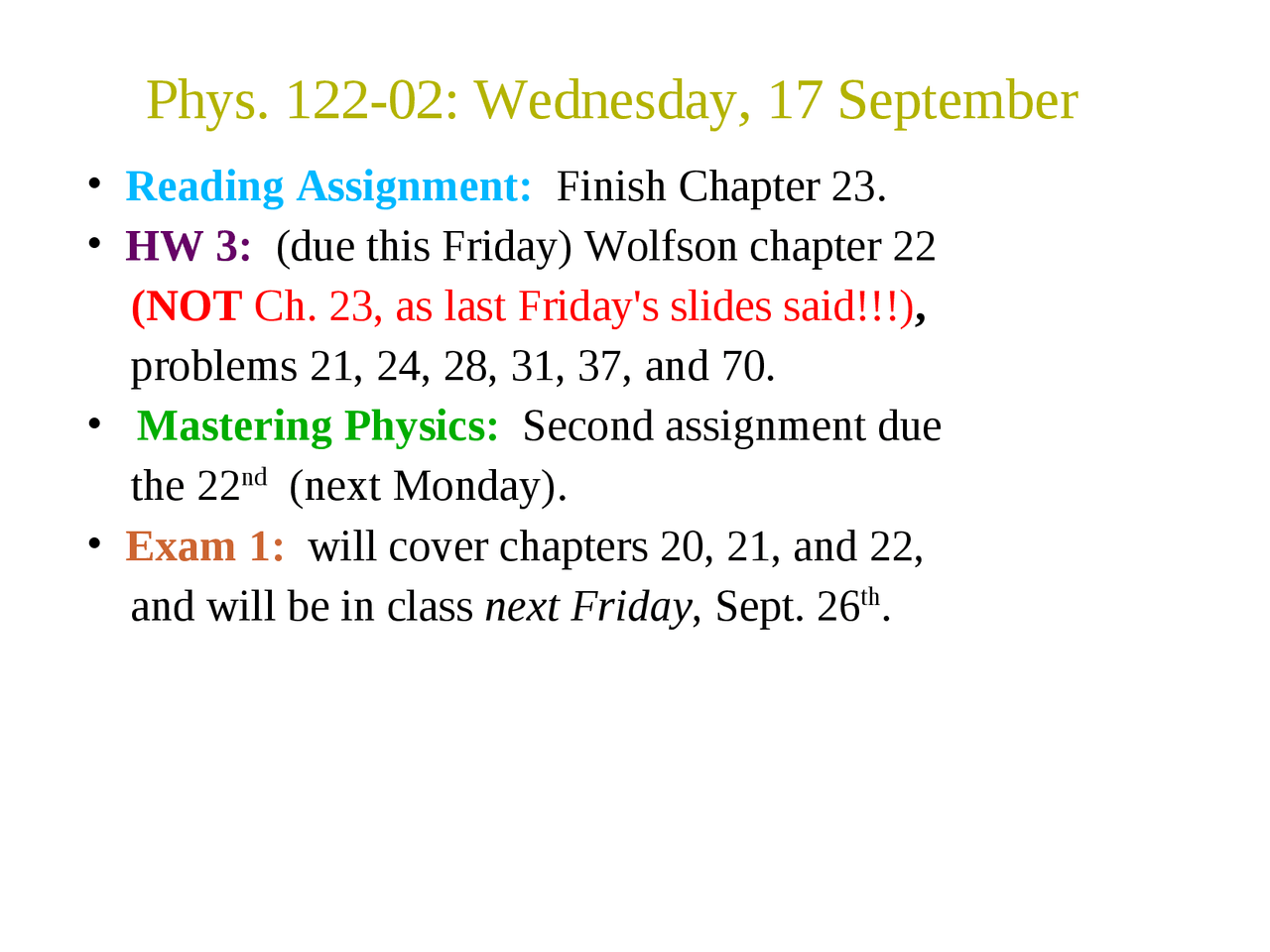 Homework 3 Sample Problems - General Physics II | PHYS 122 - Docsity
