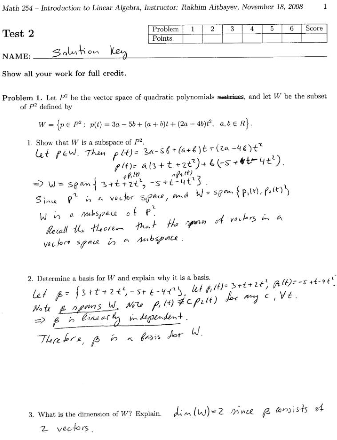 Introduction to Applied Linear Algebra - Solution Key Test II | MATH ...