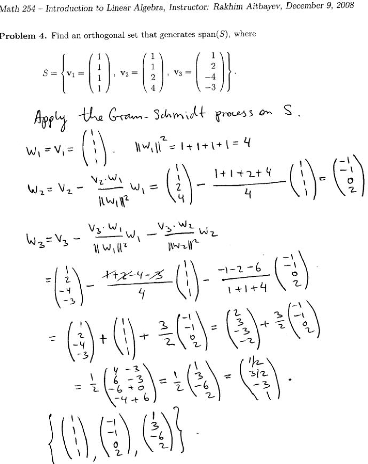 Solved Problem - Introduction to Applied Linear Algebra | MATH 254 ...