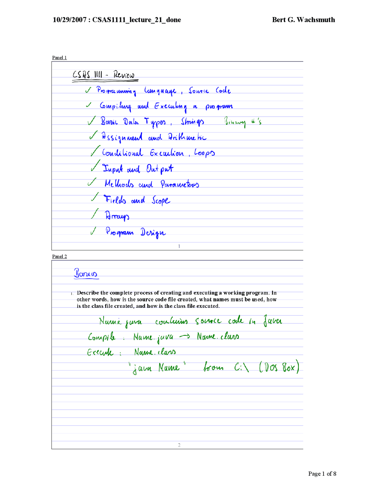 Introduction to Computer Science I - Handwritten Notes | CSAS 1111 ...
