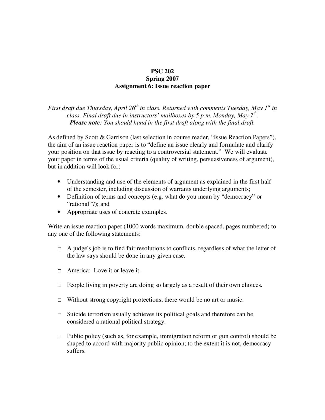 Issue Reaction Paper - Introduction to Political Analysis | PSC 202 ...