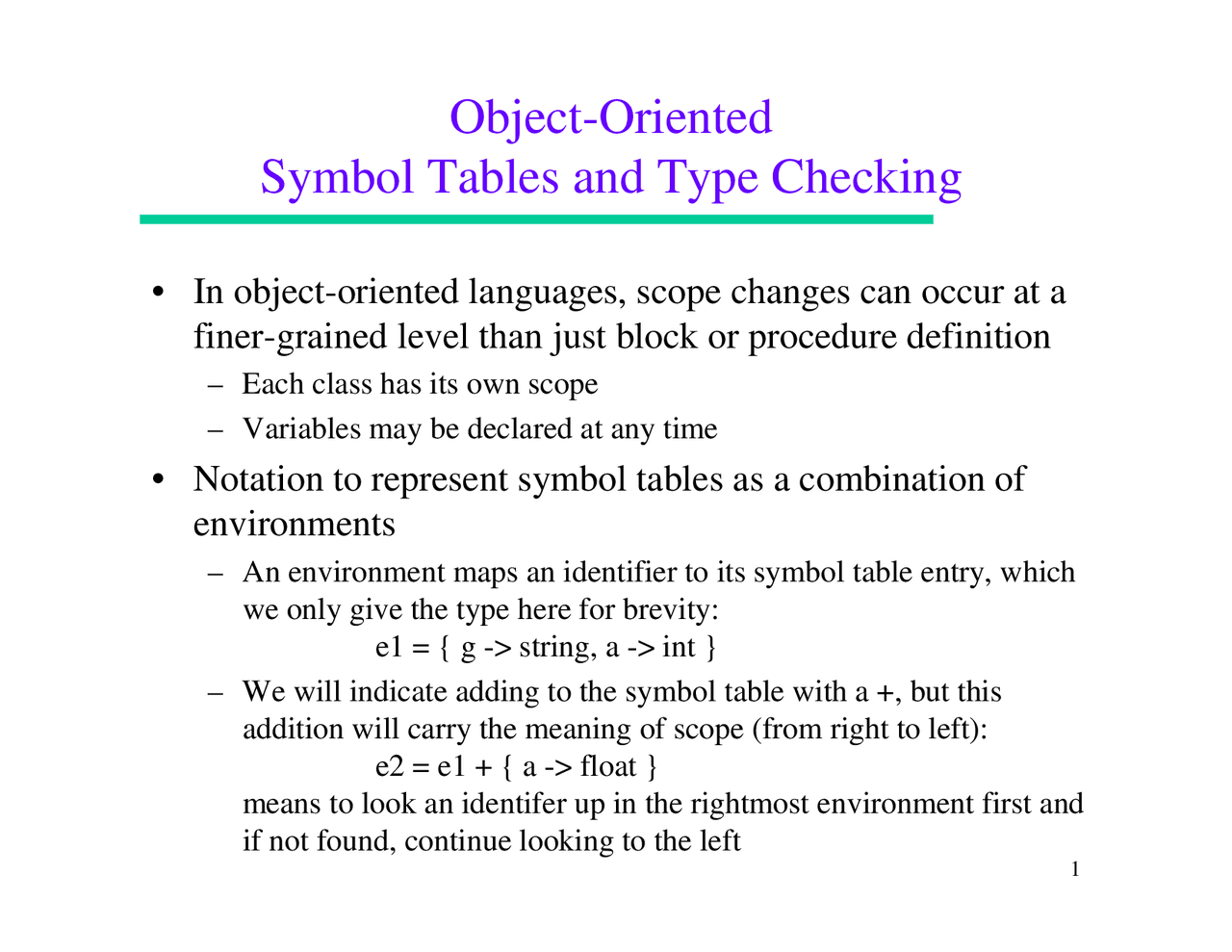 Object-Oriented Symbol Tables and Type Checking - Slides | CIS 631 ...