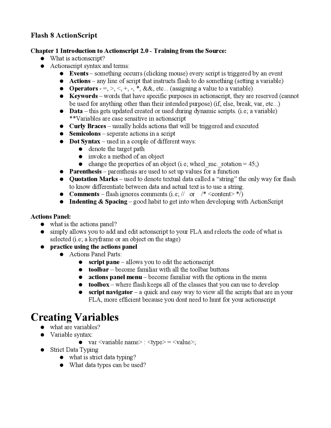 Method Script In Action Introduction to Action Script for Multimedia | IT 621 - Docsity