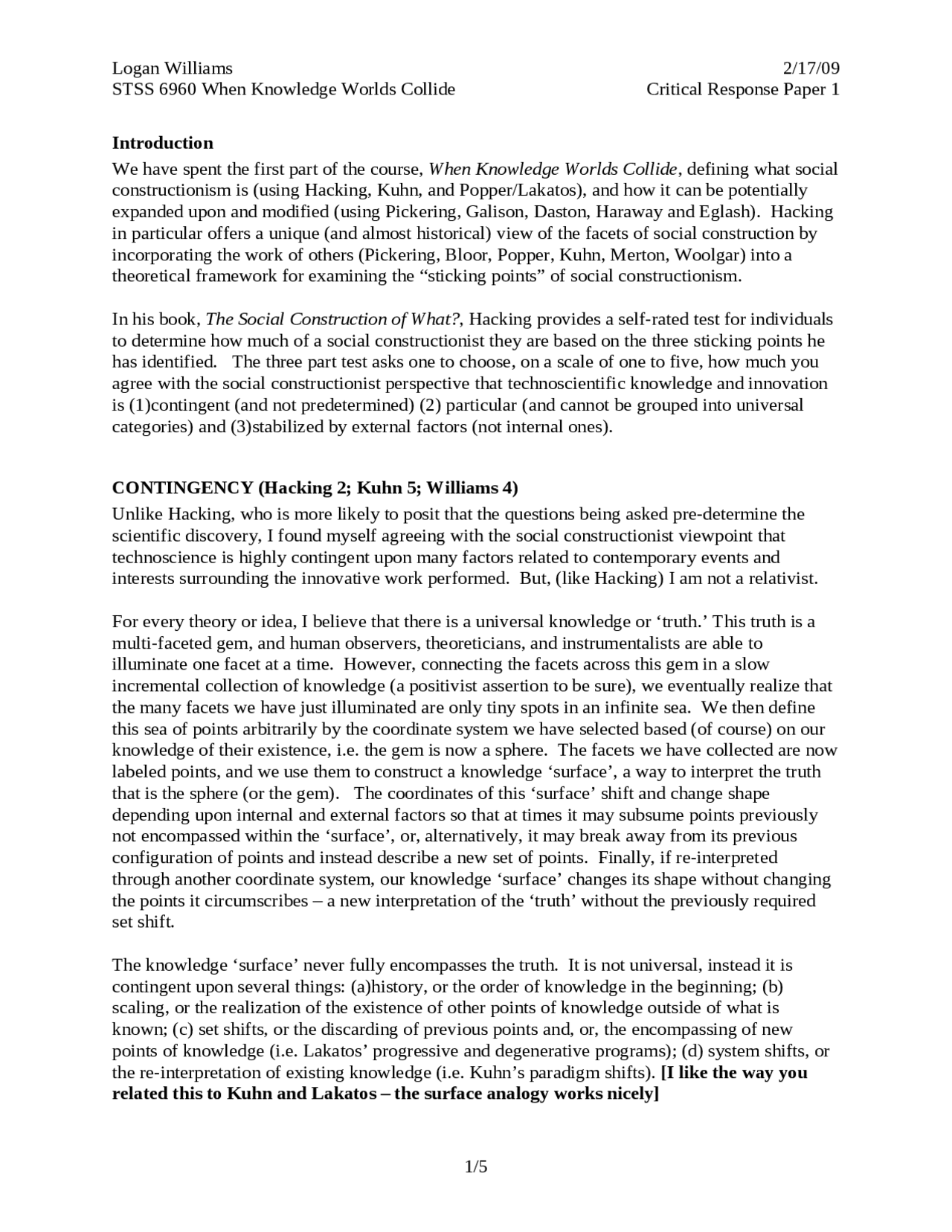 When Knowledge World Collide - Critical Response Paper 1 | STSS 6960 ...