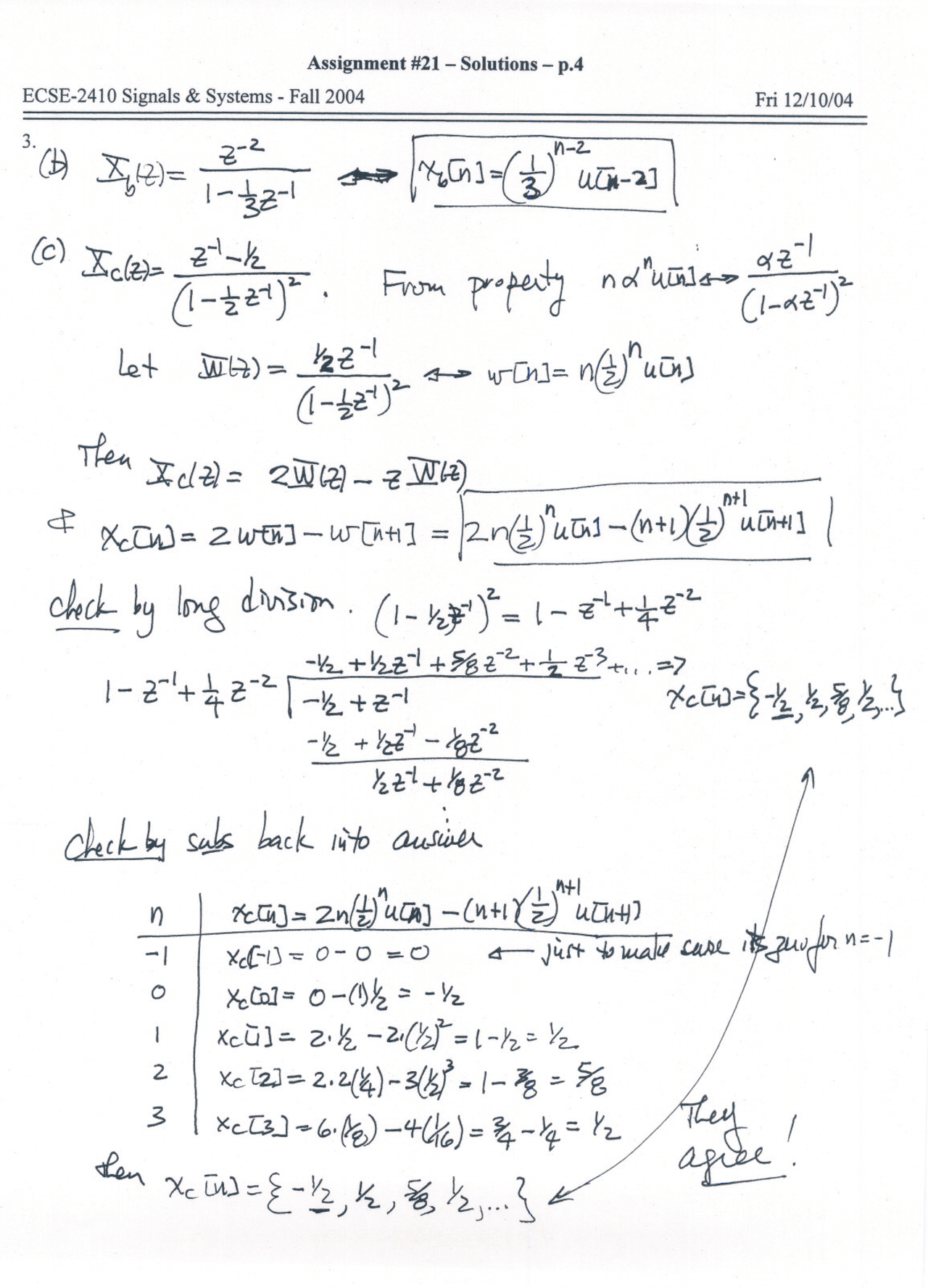 Assignment 21 with Solutions - Signals and Systems | ECSE 2410 - Docsity