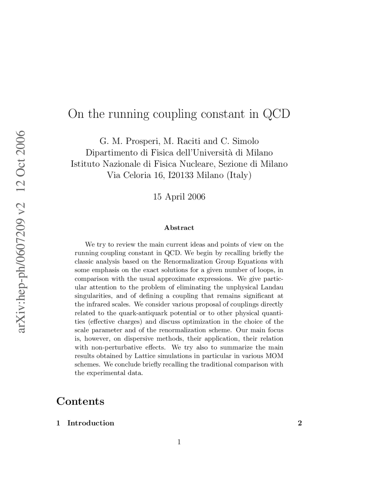 On the Running Coupling Constant in QCD - Paper | PHY 772 - Docsity