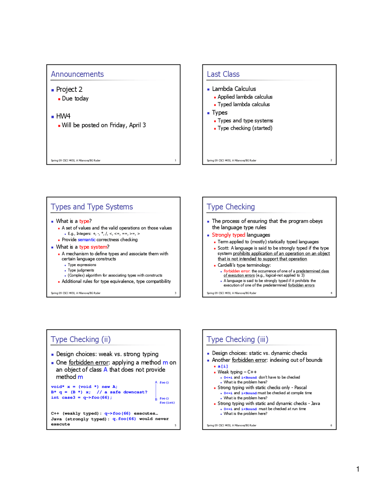 Programming Languages: Types - Lecture Slides | CSCI 4430 - Docsity