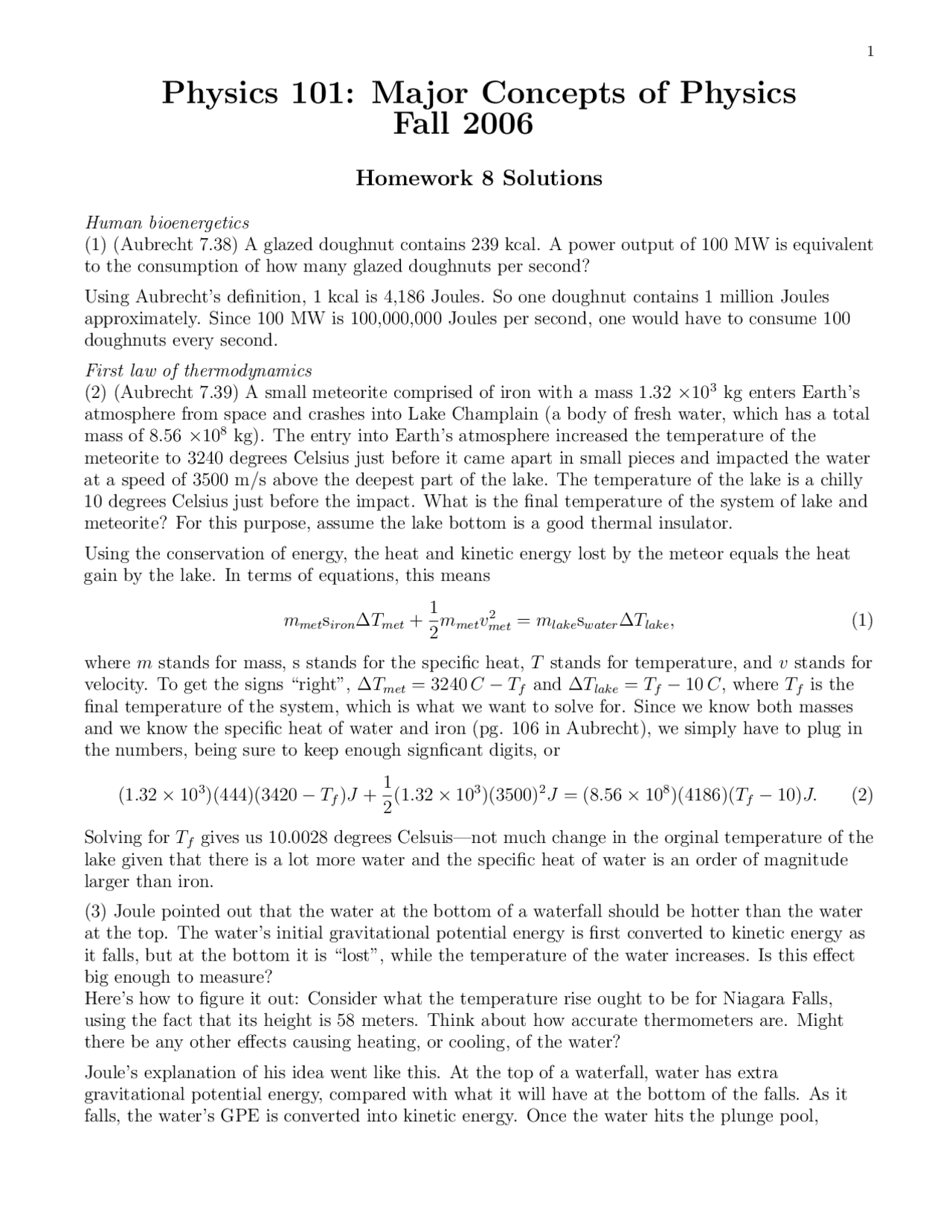 Homework 8 with Solutions for Major Concepts of Physics I | PHY 101 ...