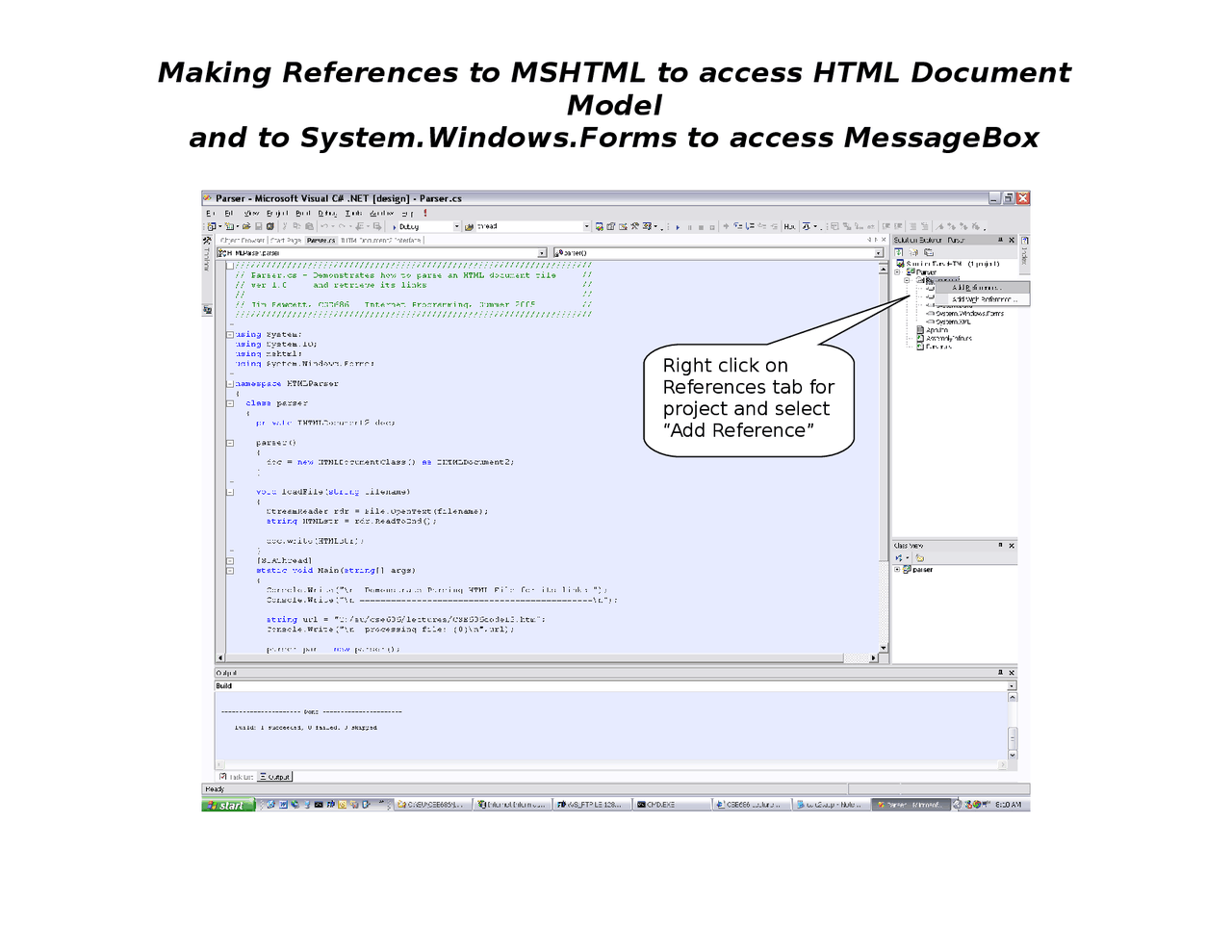 Making References to MSHTML to Access HTML Document Model and to System ...