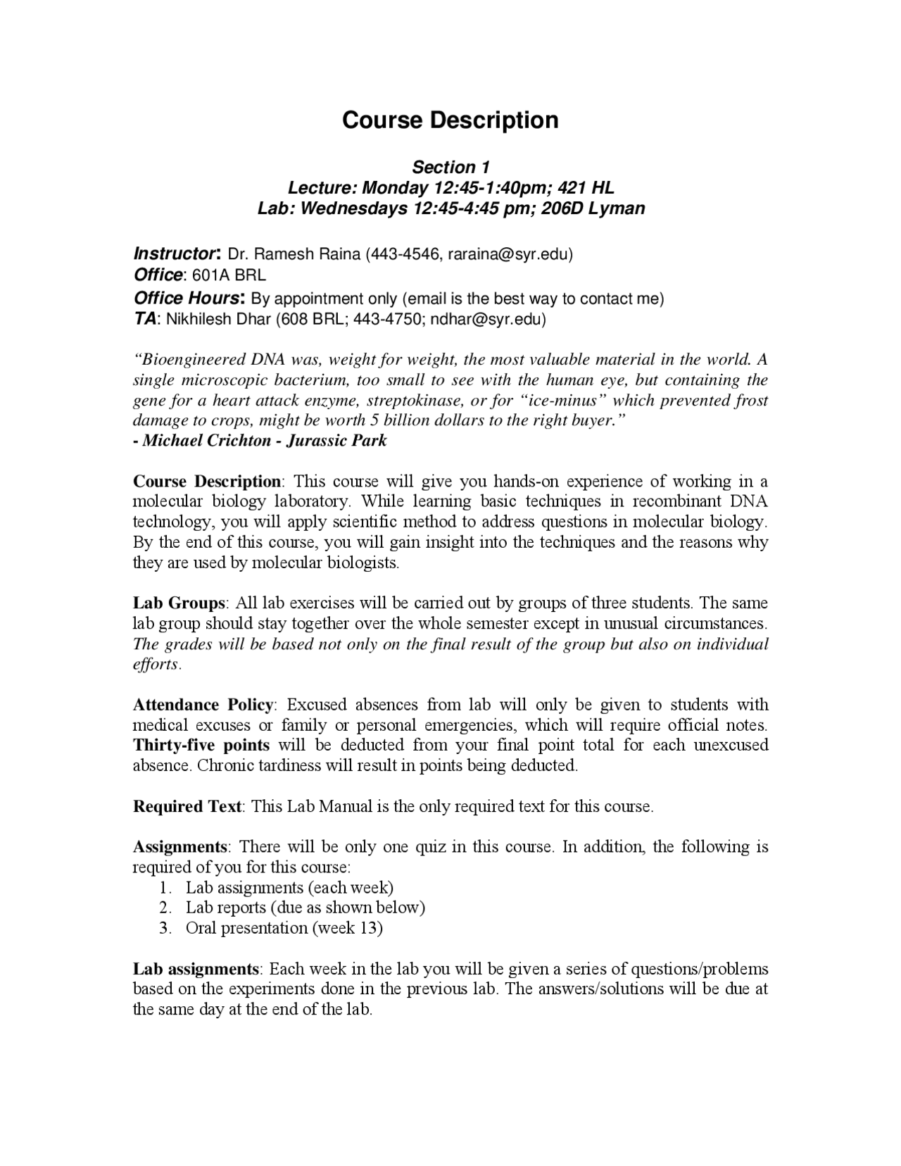 Lab Practice for Exam - Molecular Biology Laboratory | BIO 465 - Docsity
