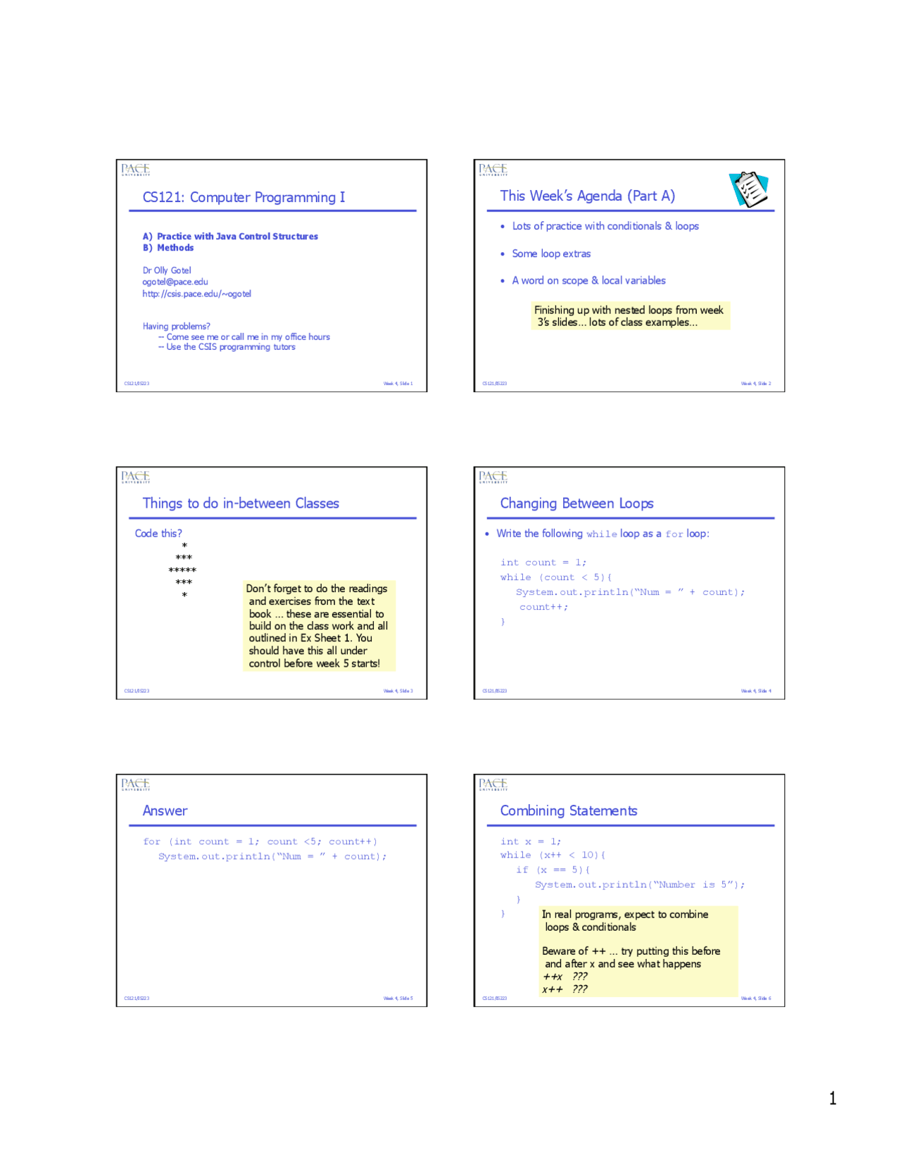 Java Control Structures - Computer Programming I | CS 121 - Docsity