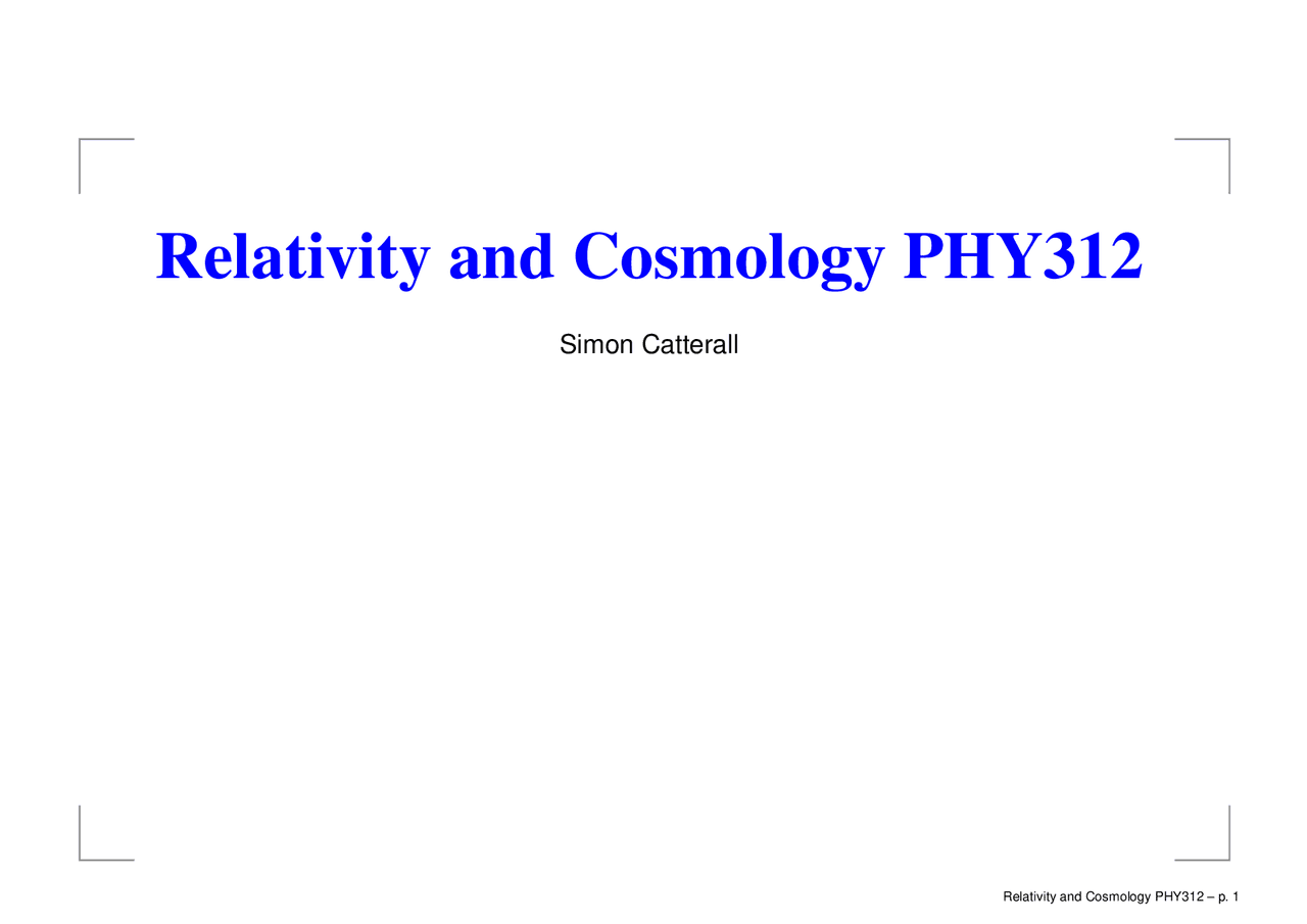 Special Relativity - Lecture Slides | PHY 312 | Study notes Physics ...
