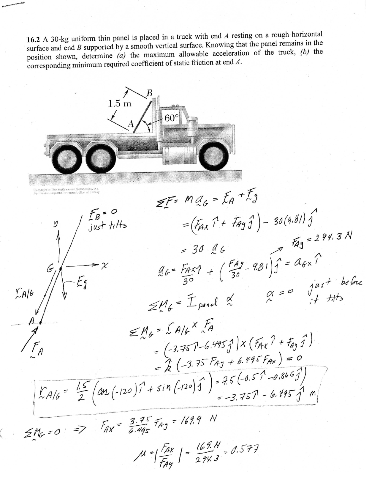 Determine Static Friction - Problem with Solution - Assignment 16 ...
