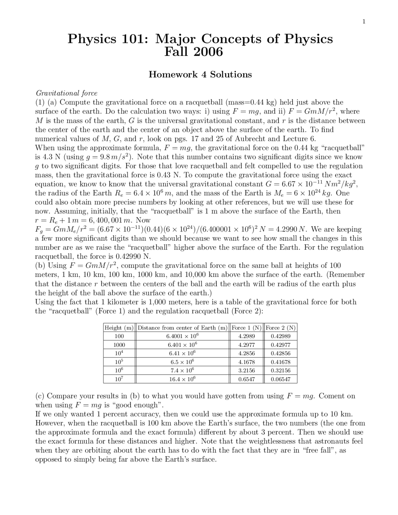 Solved Homework 4 Questions - Major Concepts of Physics I | PHY 101 ...