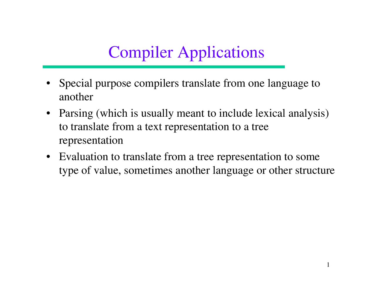 Slides for Compiler Applications - Compiler Design | CIS 631 - Docsity