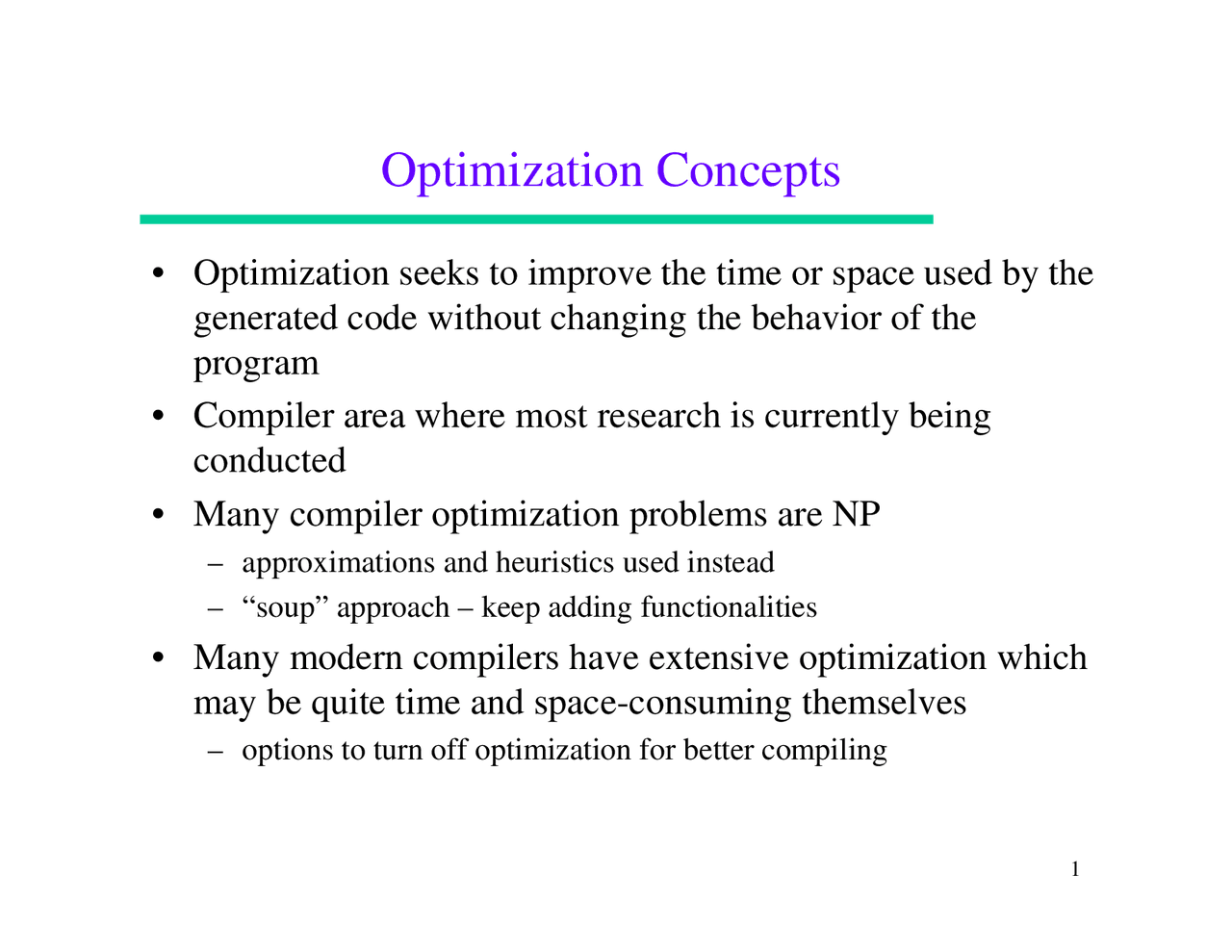 Optimization Concepts - Lecture Slides | CIS 631 - Docsity