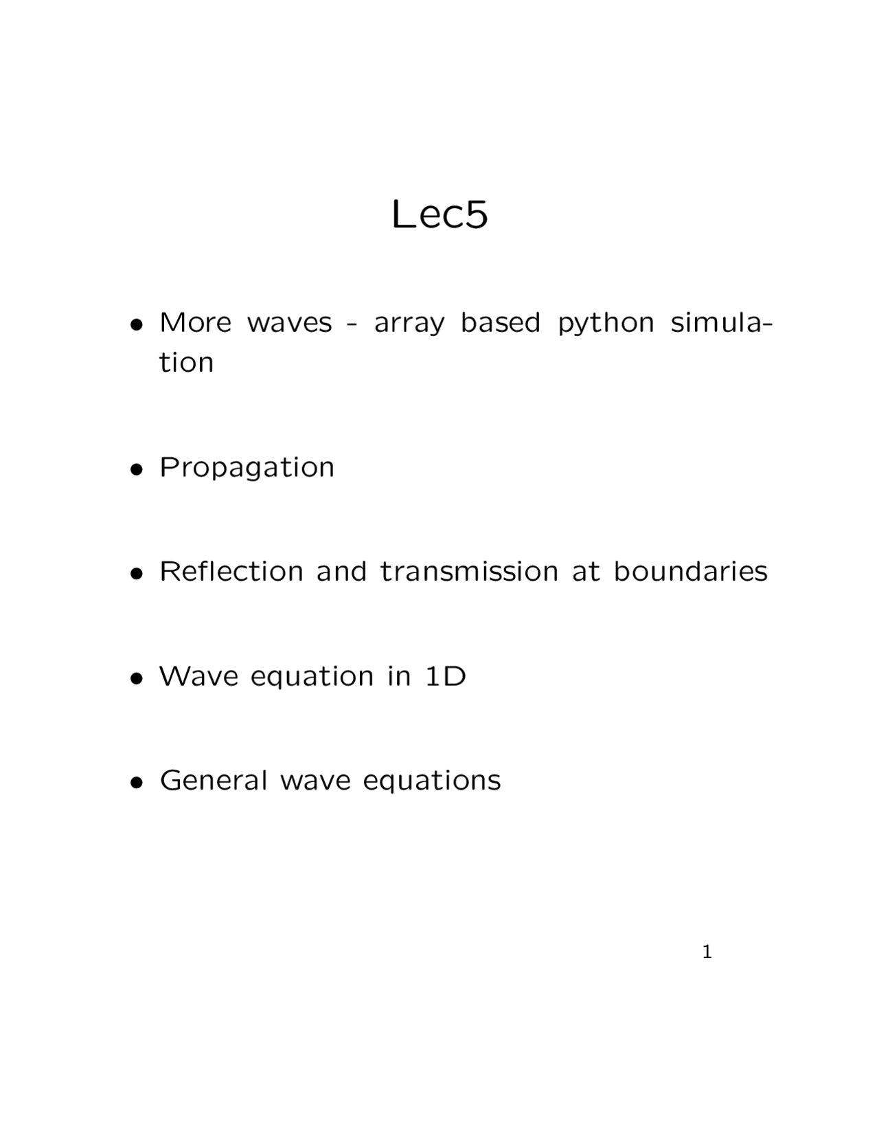 Python Sim of Waves in 1D Arrays: Propagation, Reflection, Transmission ...
