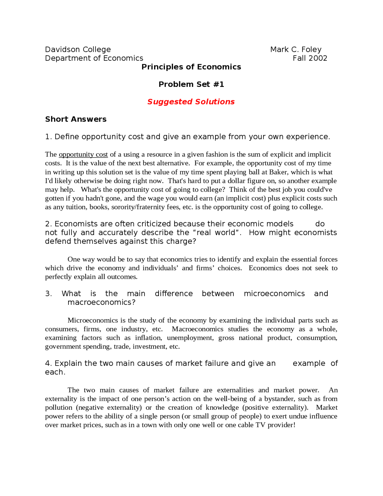 Introductory Economics - Problem Set 1 for Principles of Economics ...