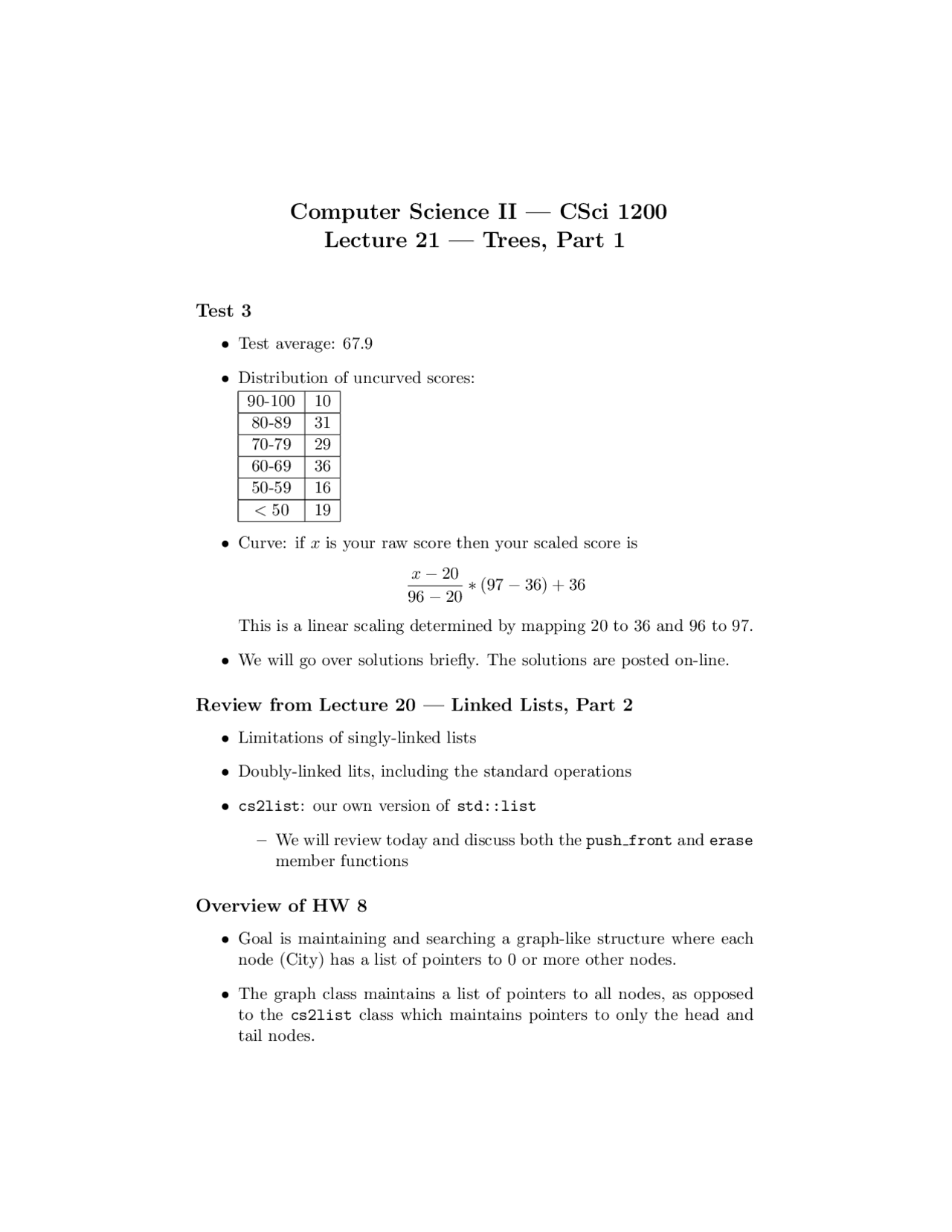 Structure Csci Study Guide for Exam 3 - Data Structures | CSCI 1200 - Docsity