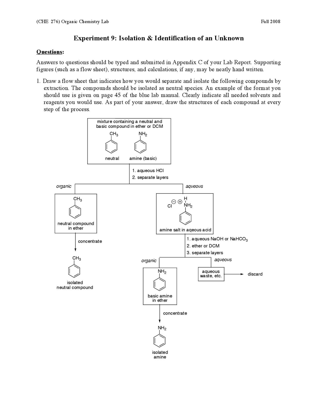 Isolation and Identification of an Unknown - Experiment 9 | CHE 276 ...