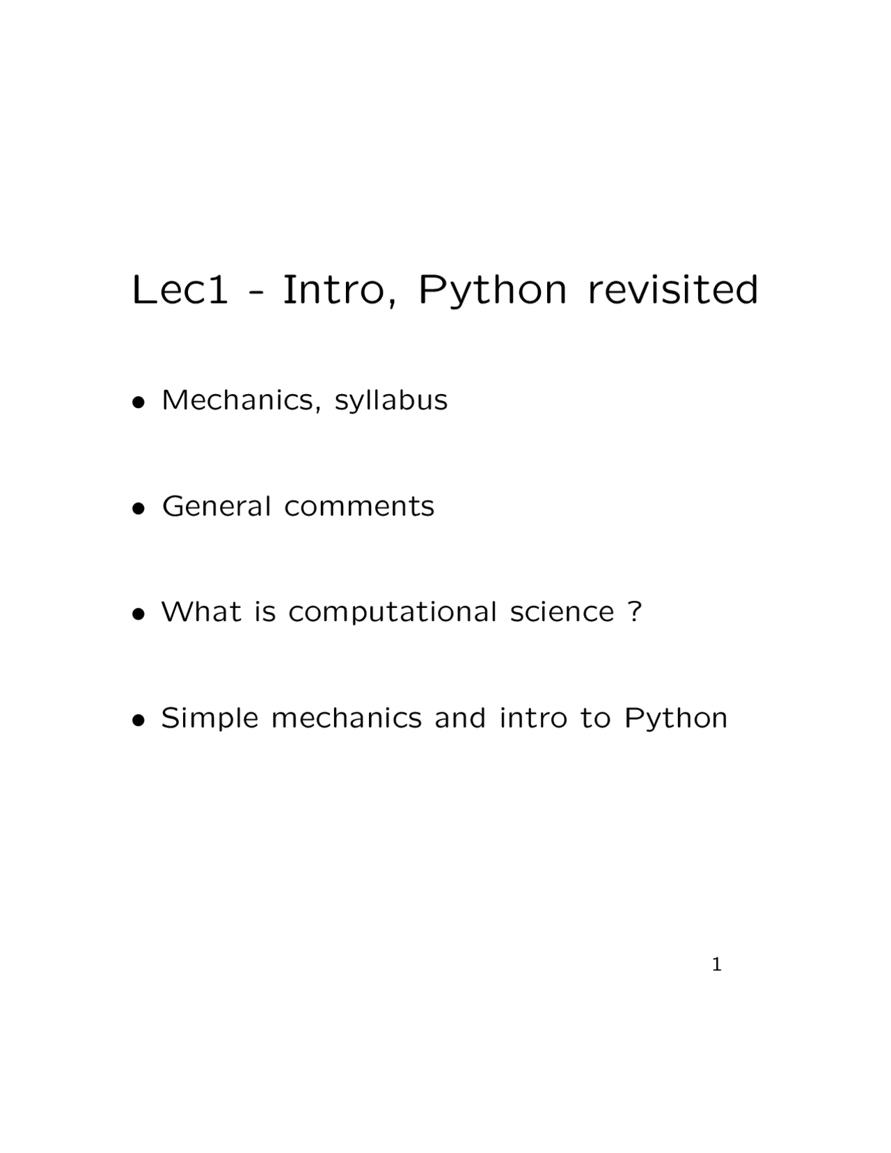 Introduction, Python Revisited - Lecture Slides | PHY 300 - Docsity