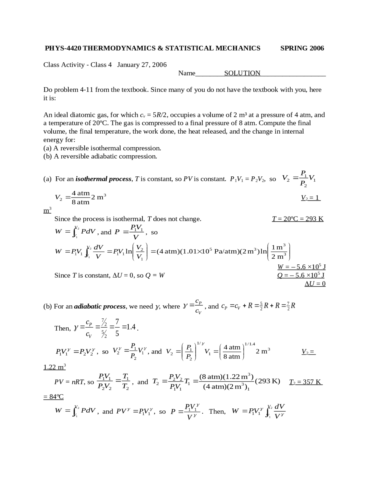 Isothermal, Adiabatic Process - Thermodynamics and Statistics Mechanic ...